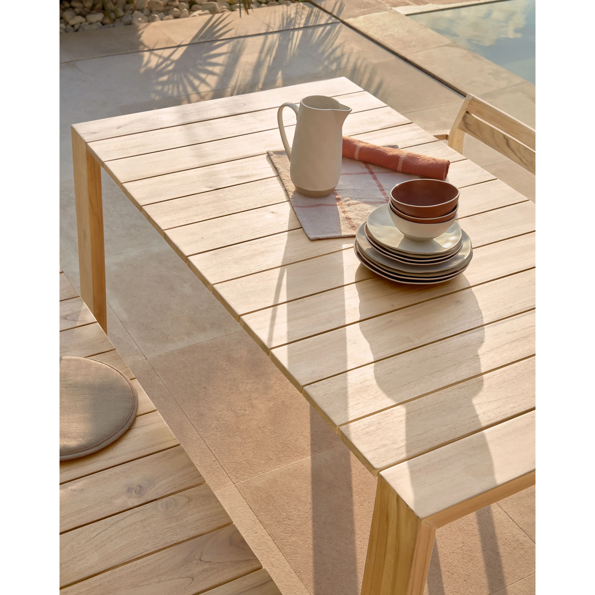 Kave Home Victoire Solid Teak Wood Dining Table, 160cm