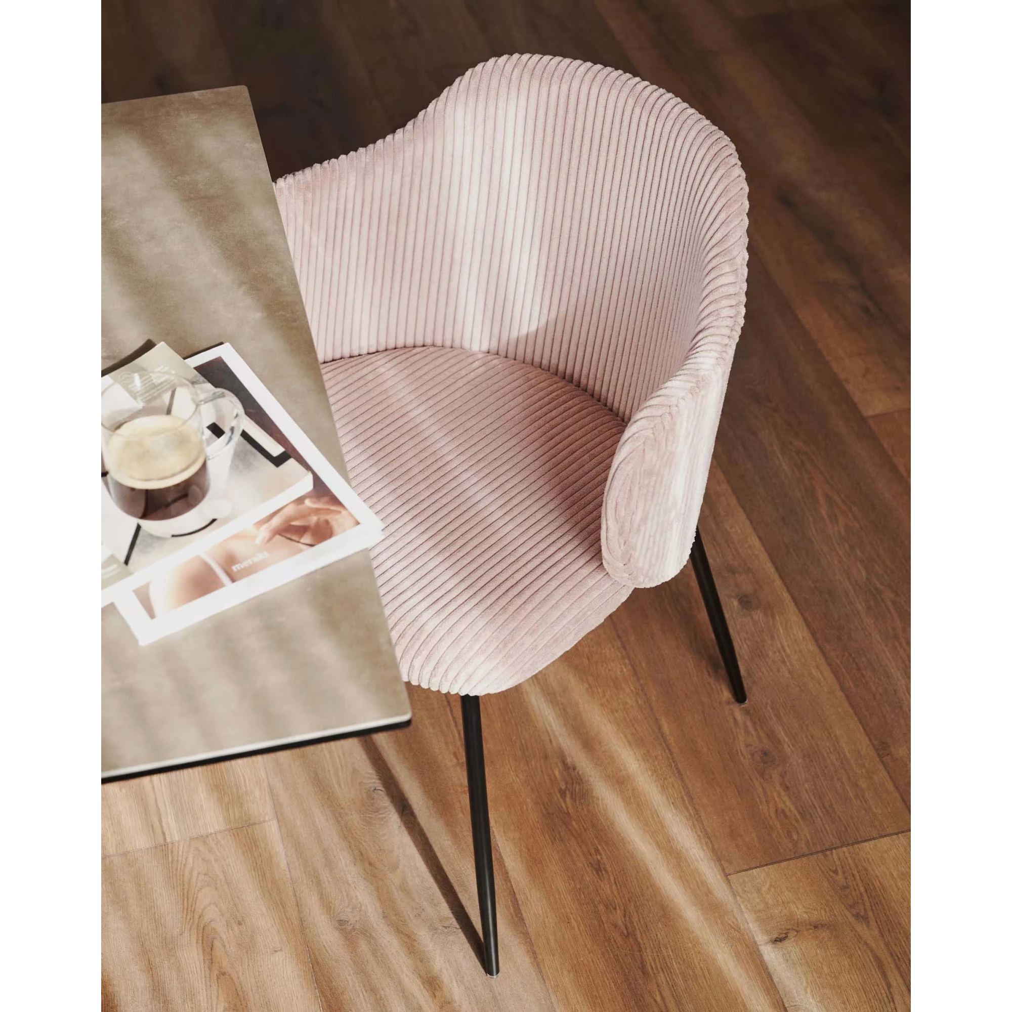 Kave Home Yunia Corduroy Dining Chair, Pink