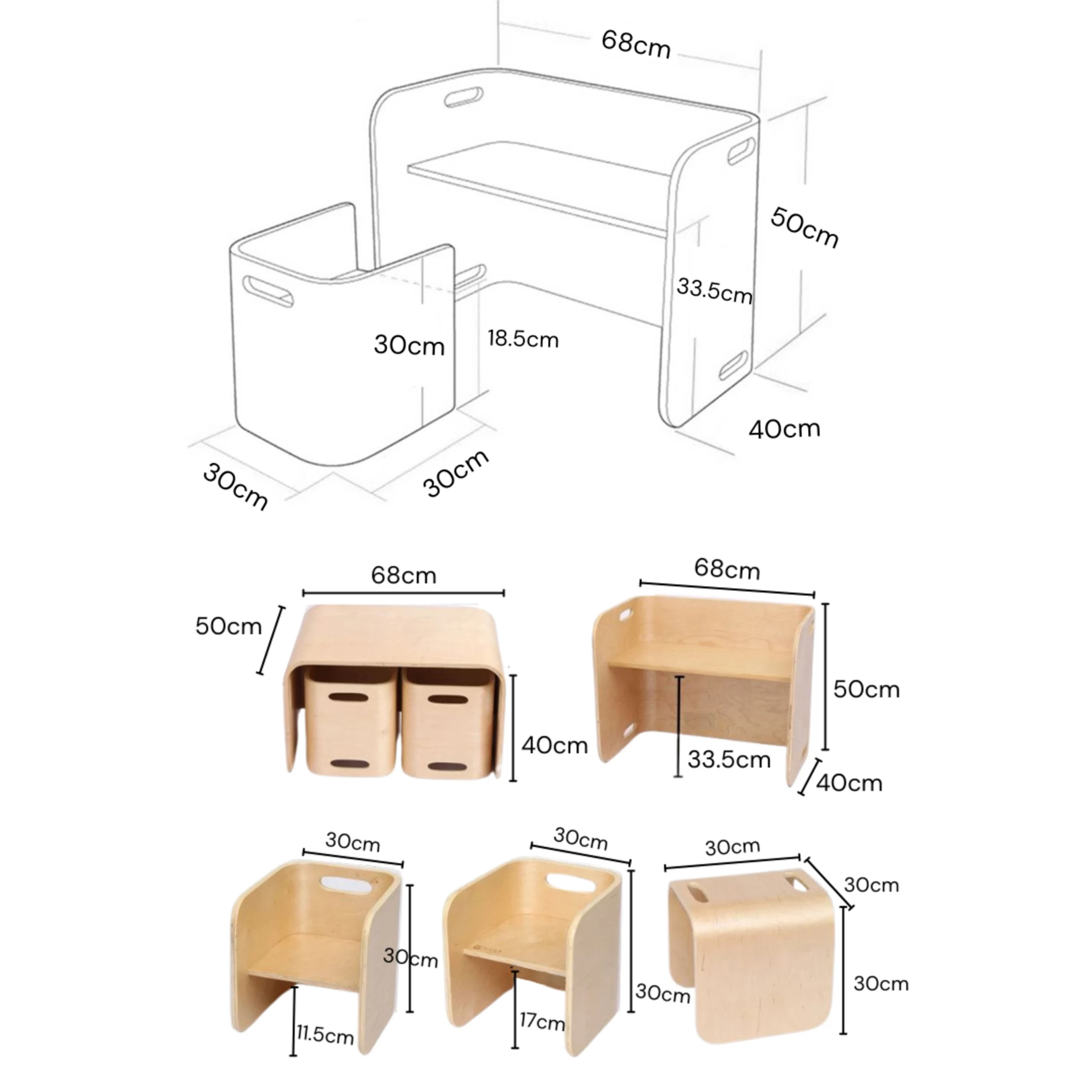 Alpaka Joy Kids Stool, Plywood, Birch