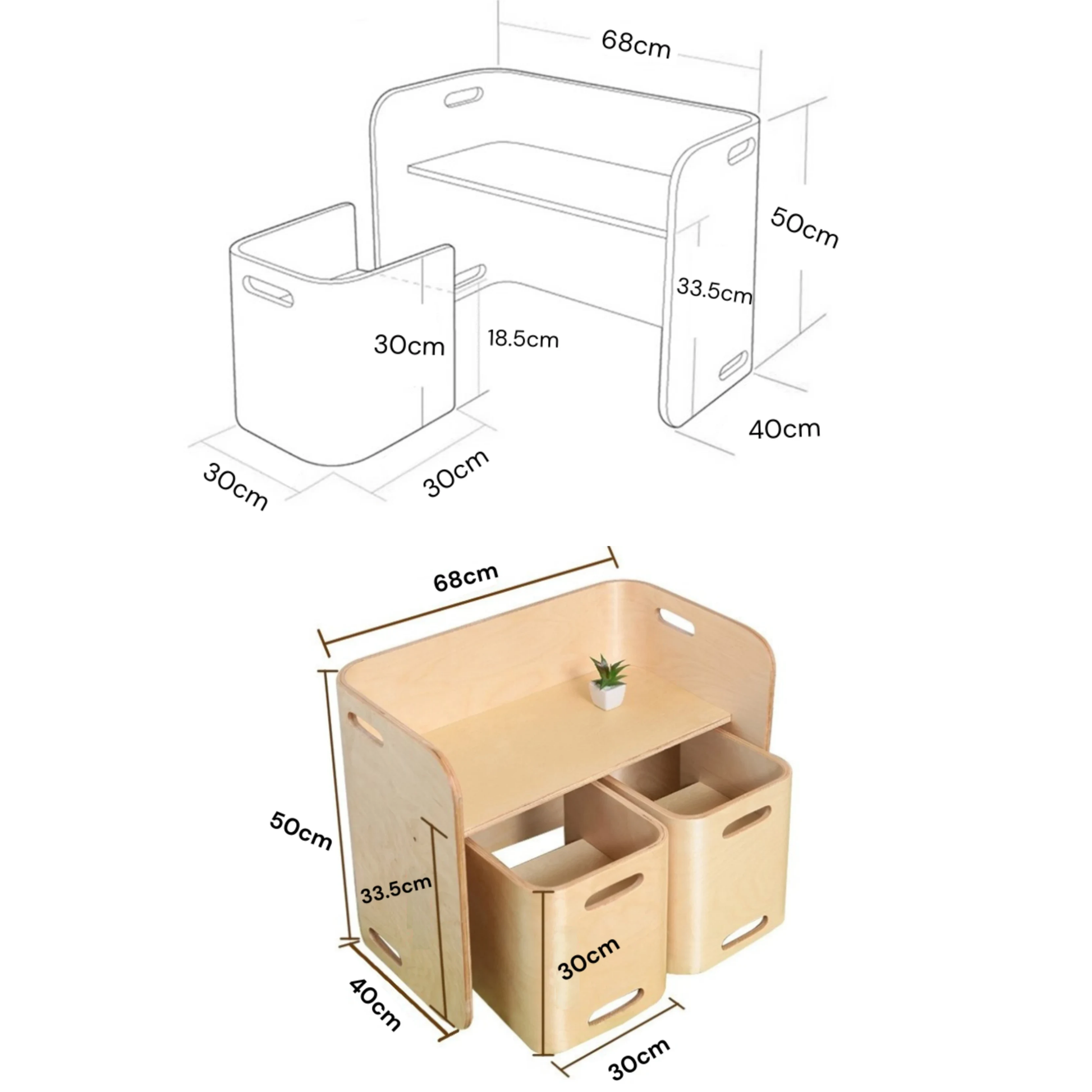 Alpaka Joy Kids Table, Plywood, Birch