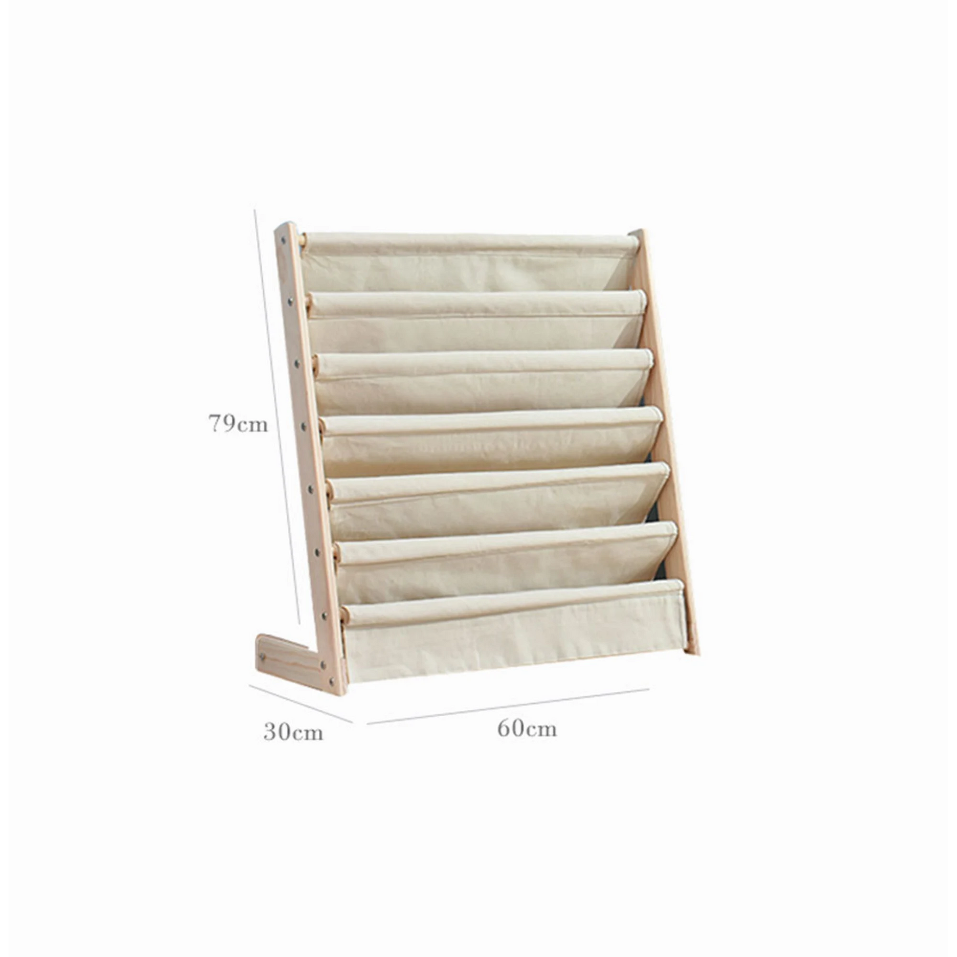 Alpaka Libby Solid Pine Canvas Bookshelf, Natural Wood