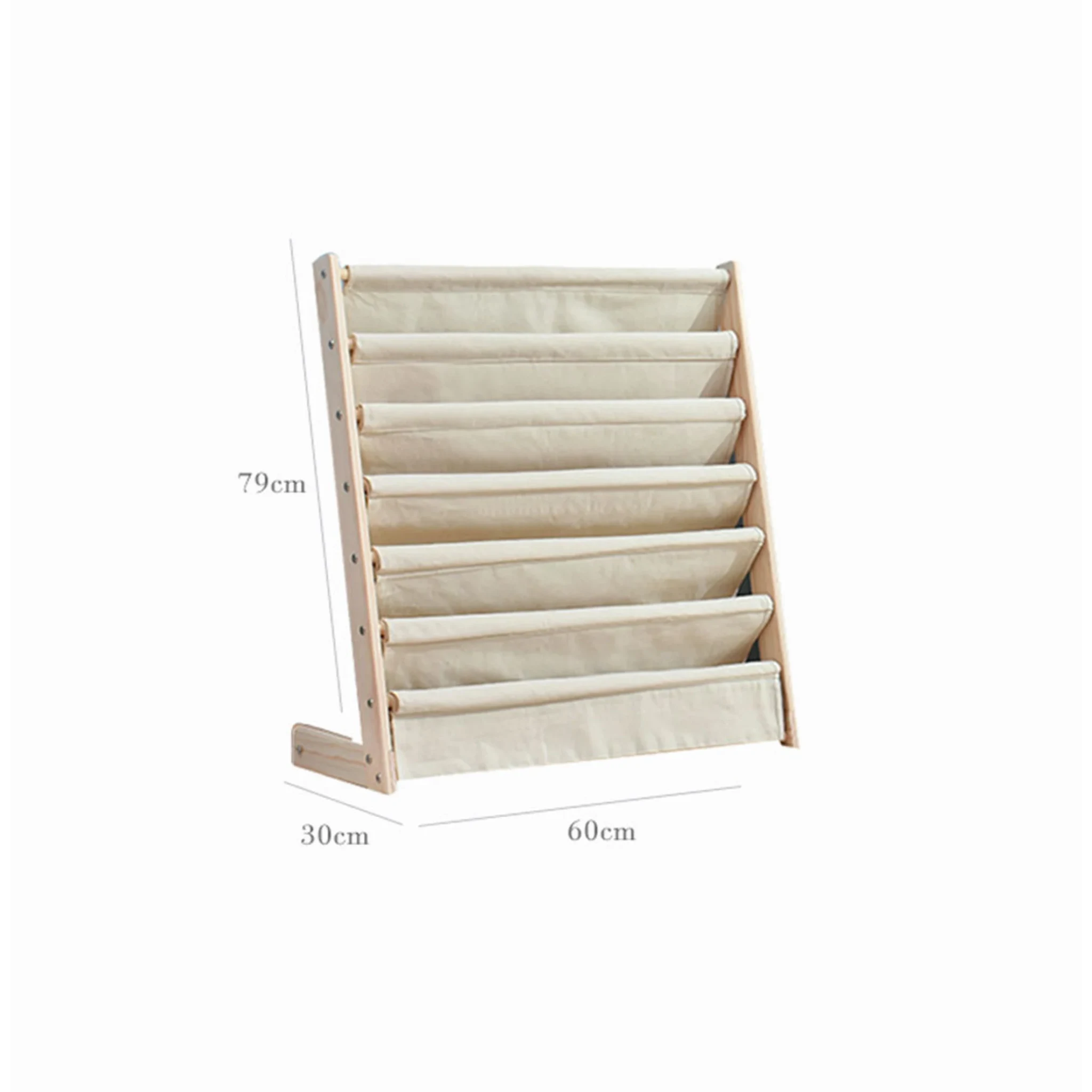 Alpaka Libby Solid Pine Canvas Bookshelf, Natural Wood