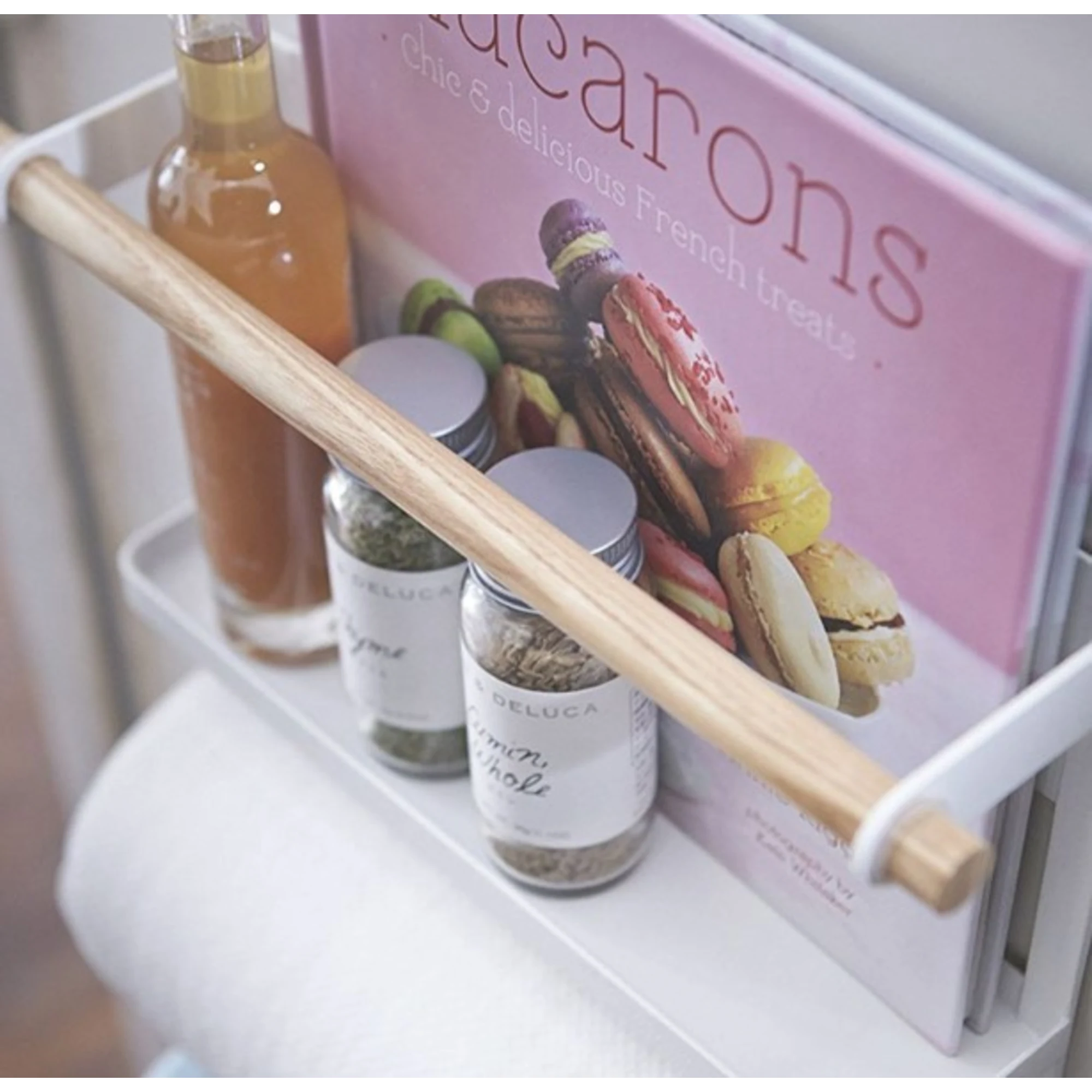 KitchenShop Essentia Magnetic Storage Side Rack, White