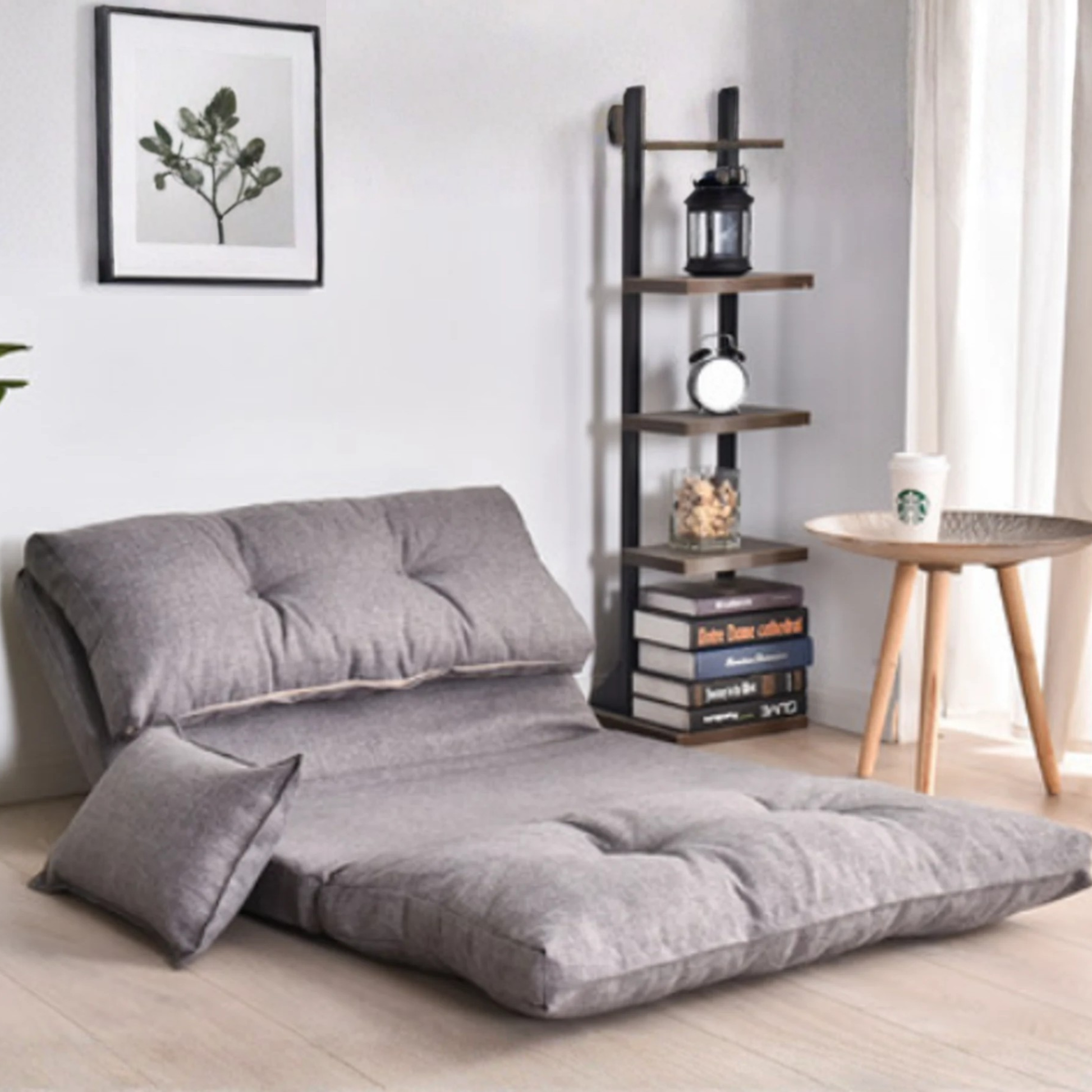 Urbana Japanese Futon Lounge 1-Seater Sofa Bed, 90cm, Grey