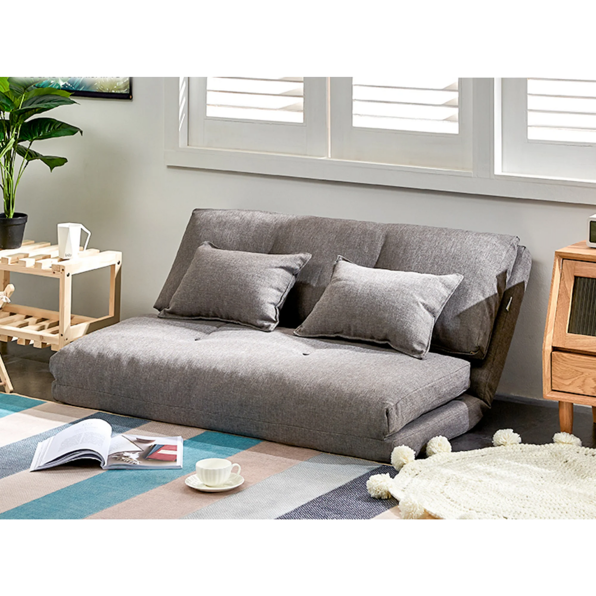 Urbana Japanese Futon Lounge 1-Seater Sofa Bed, 120cm, Grey