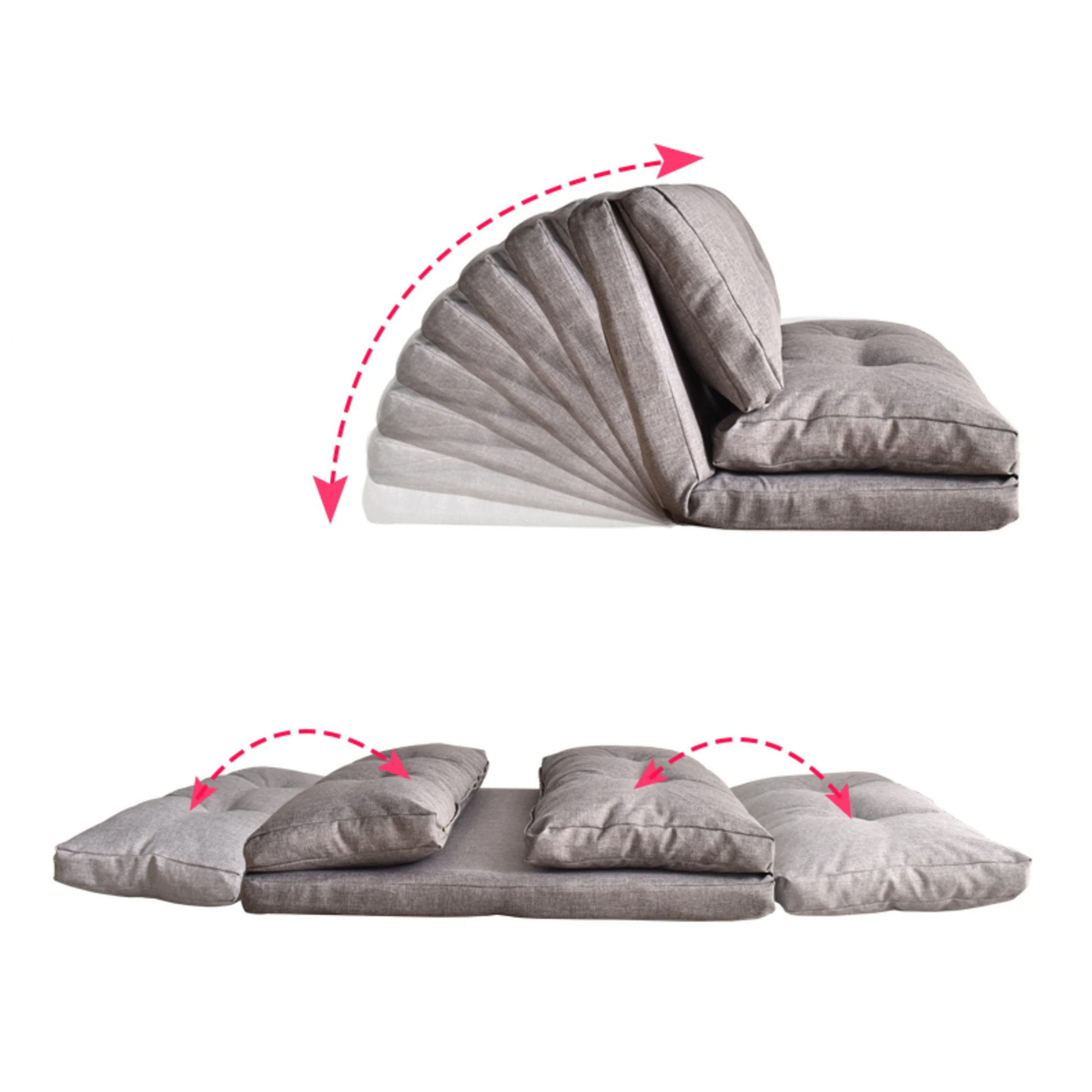 Urbana Japanese Futon Lounge 1-Seater Sofa Bed, 120cm, Grey