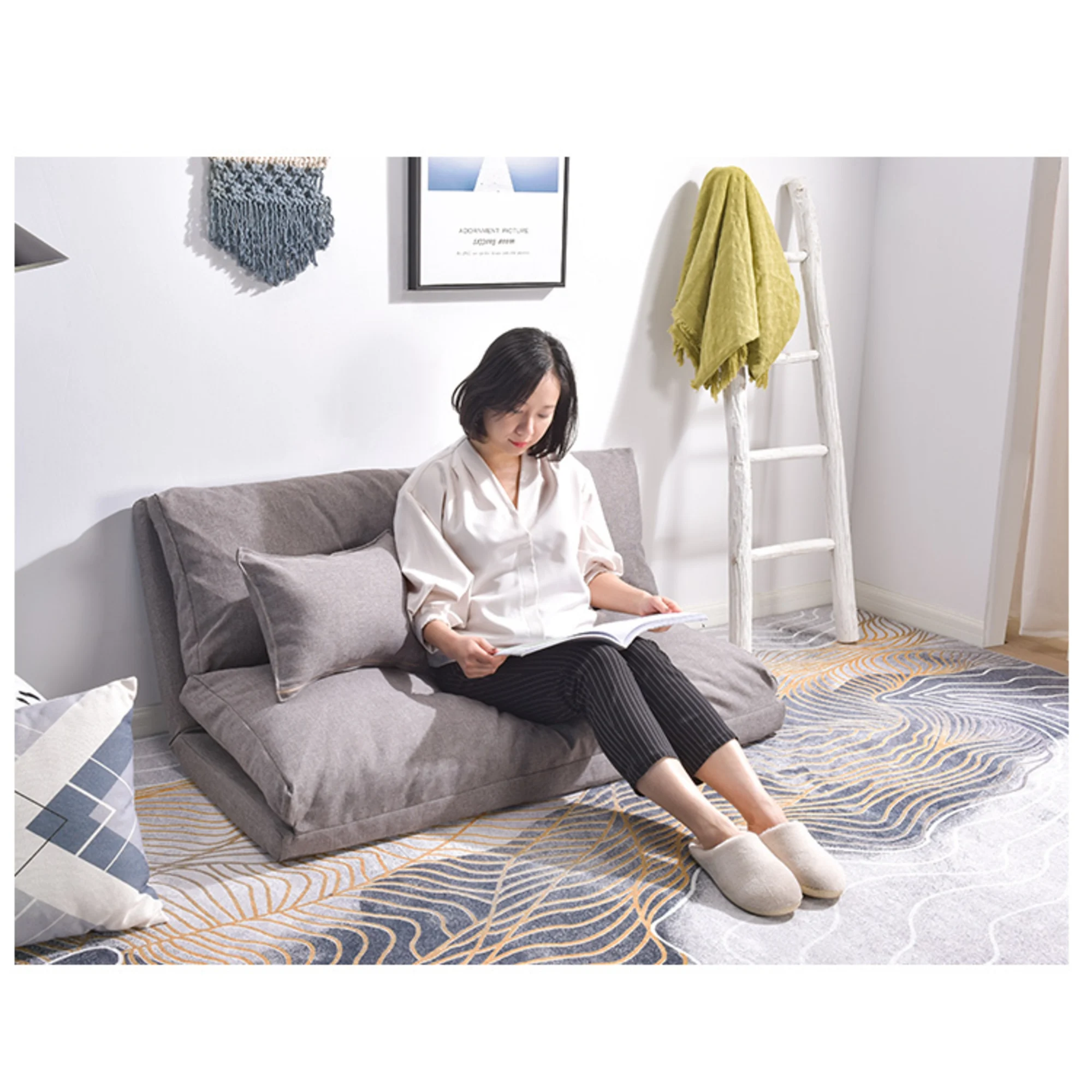 Urbana Japanese Futon Lounge 1-Seater Sofa Bed, 120cm, Grey