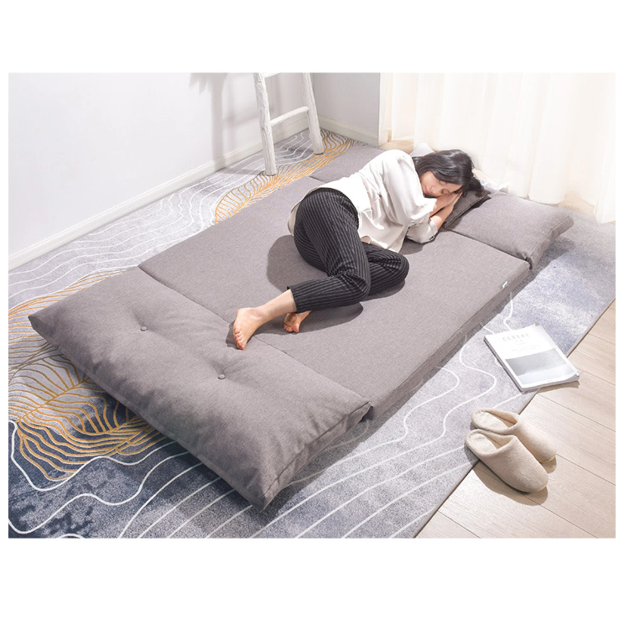 Urbana Japanese Futon Lounge 1-Seater Sofa Bed, 120cm, Grey