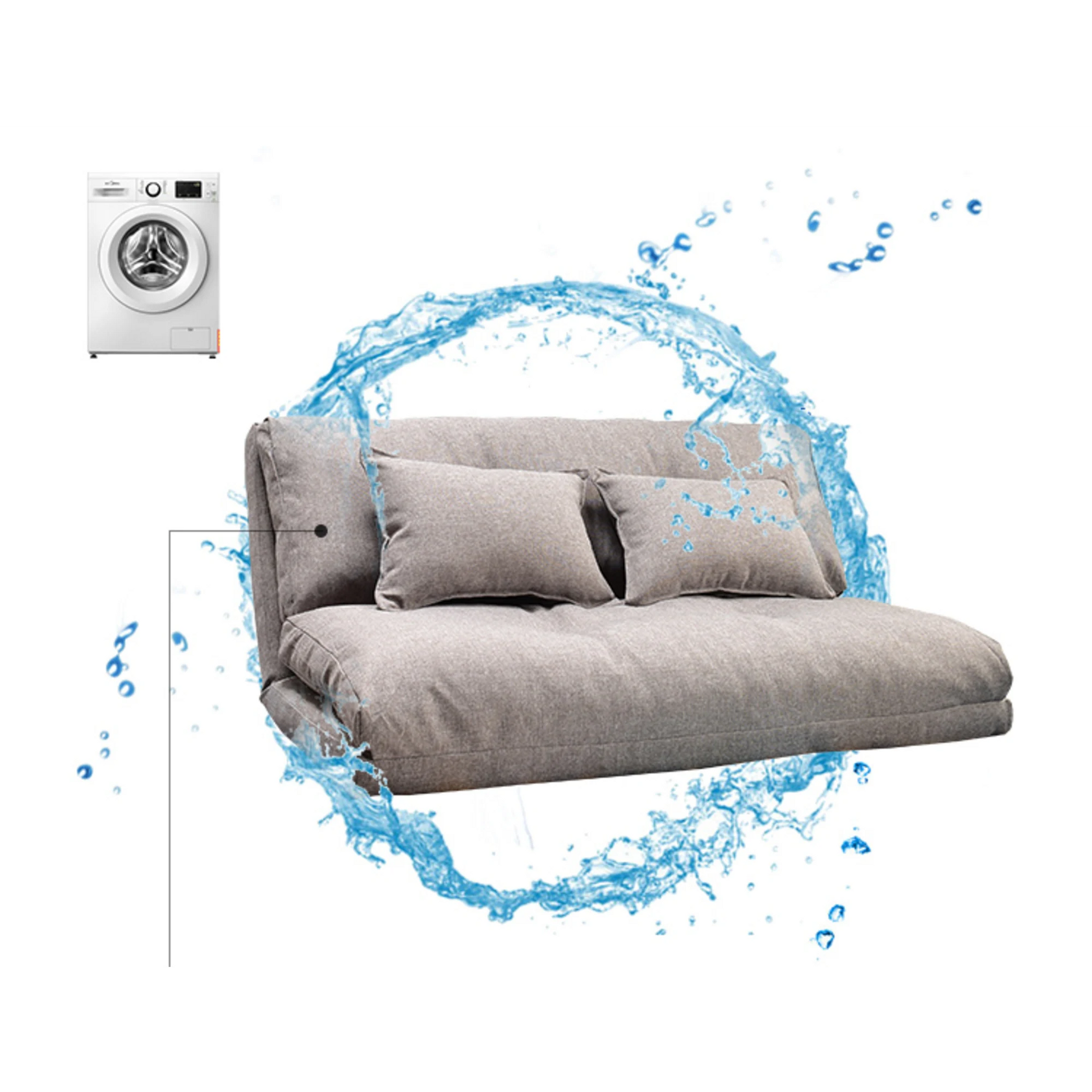 Urbana Japanese Futon Lounge 1-Seater Sofa Bed, 120cm, Grey