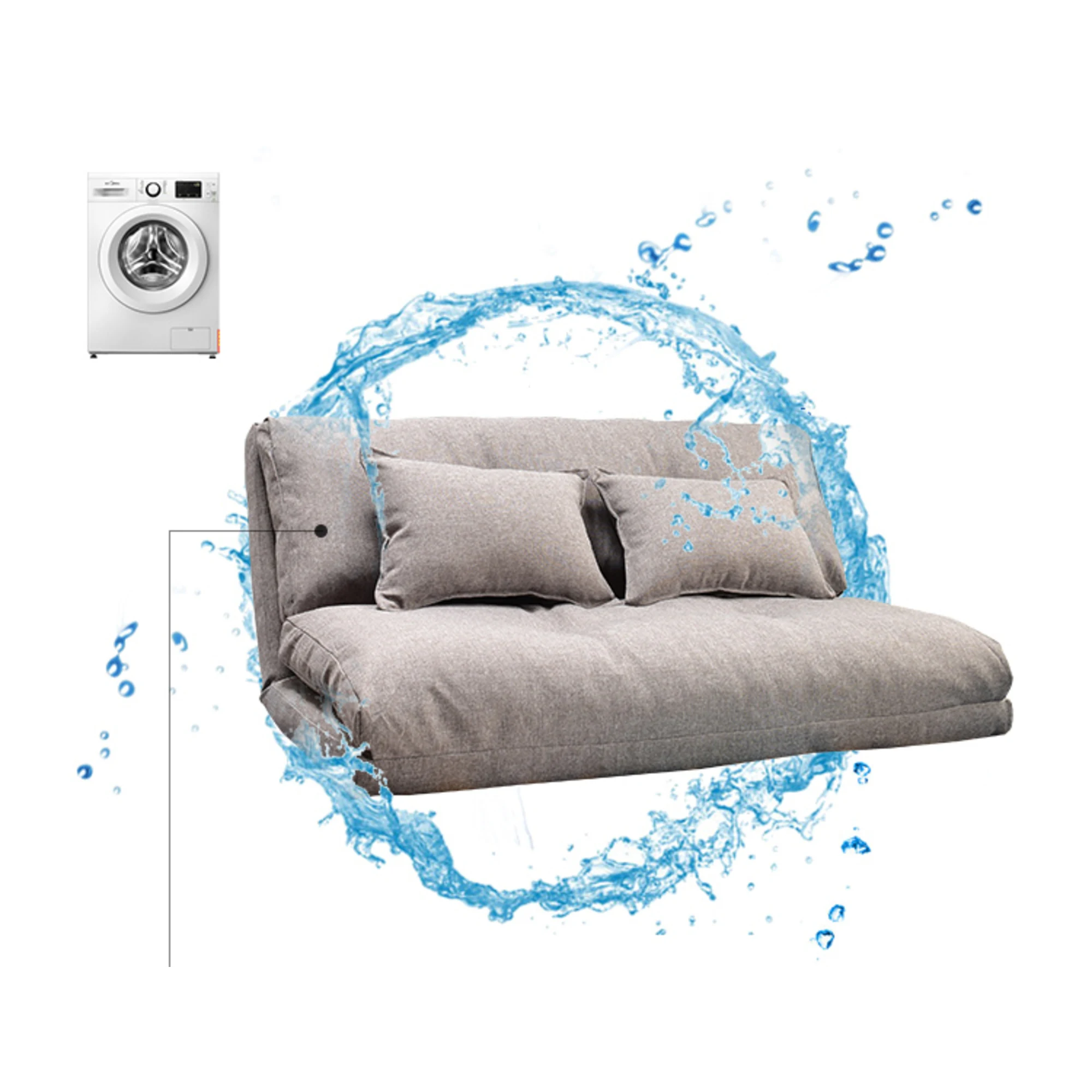 Urbana Japanese Futon Lounge 1-Seater Sofa Bed, 120cm, Grey