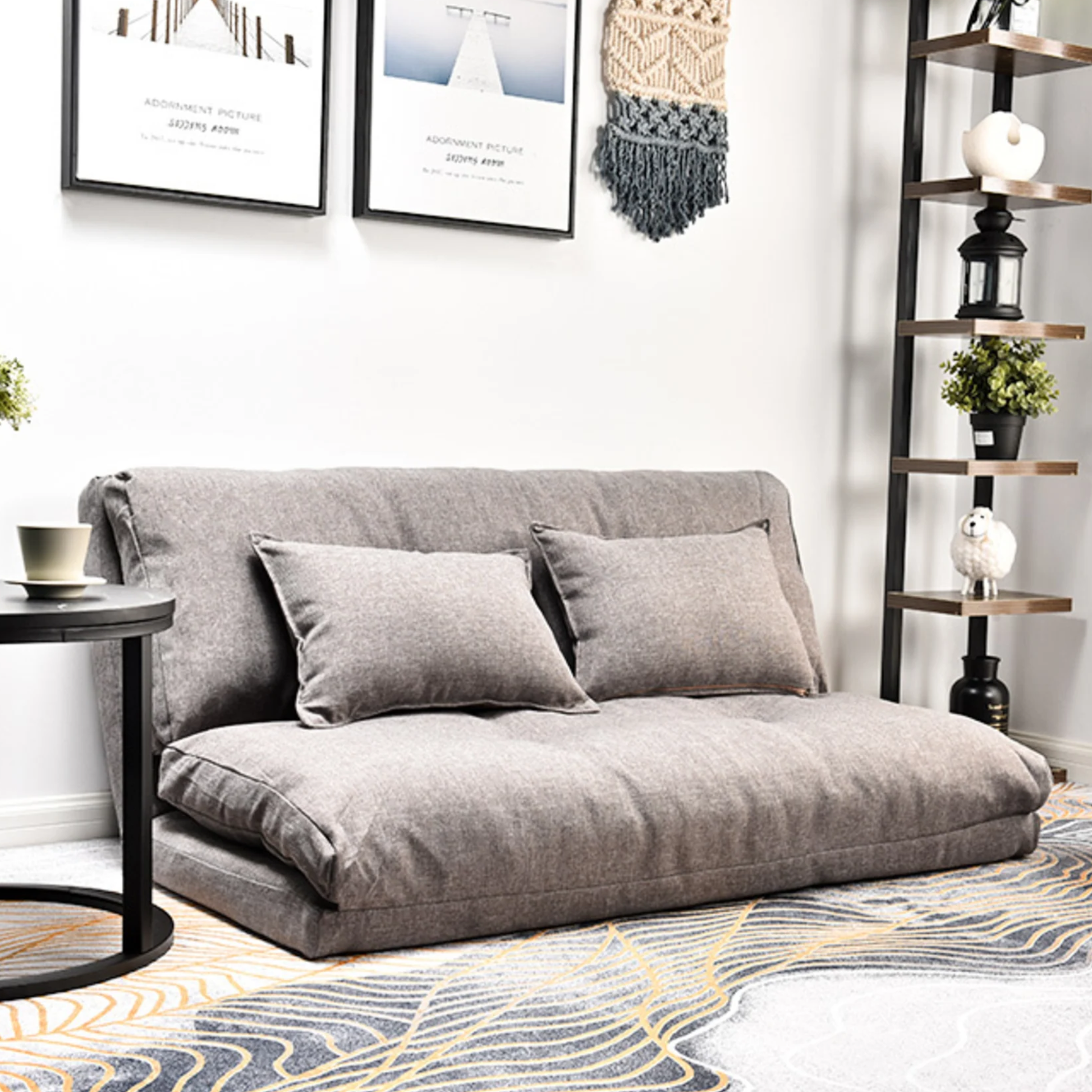 Urbana Japanese Futon Lounge 2-Seater Sofa Bed, Grey, 150cm