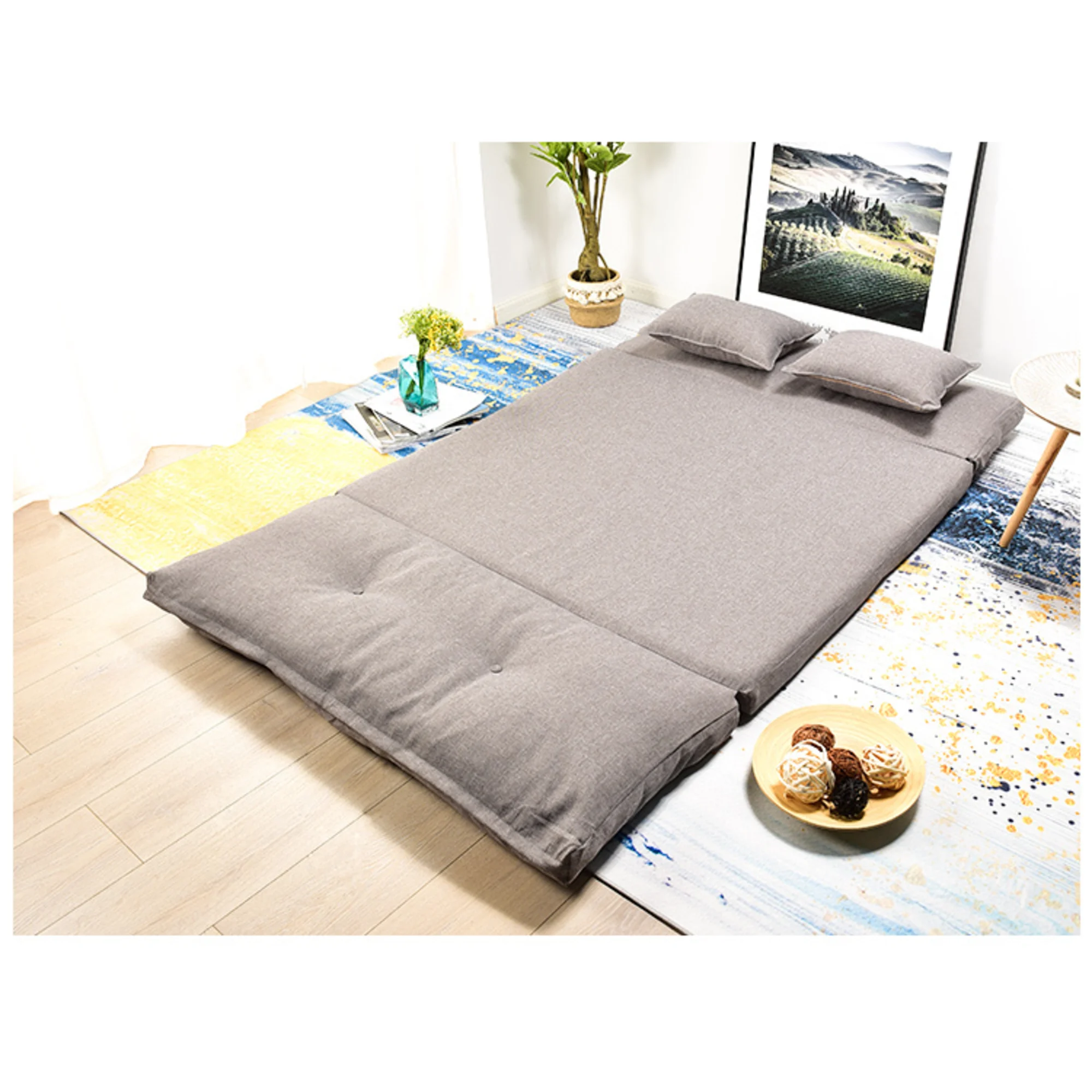 Urbana Japanese Futon Lounge 2-Seater Sofa Bed, Grey, 150cm