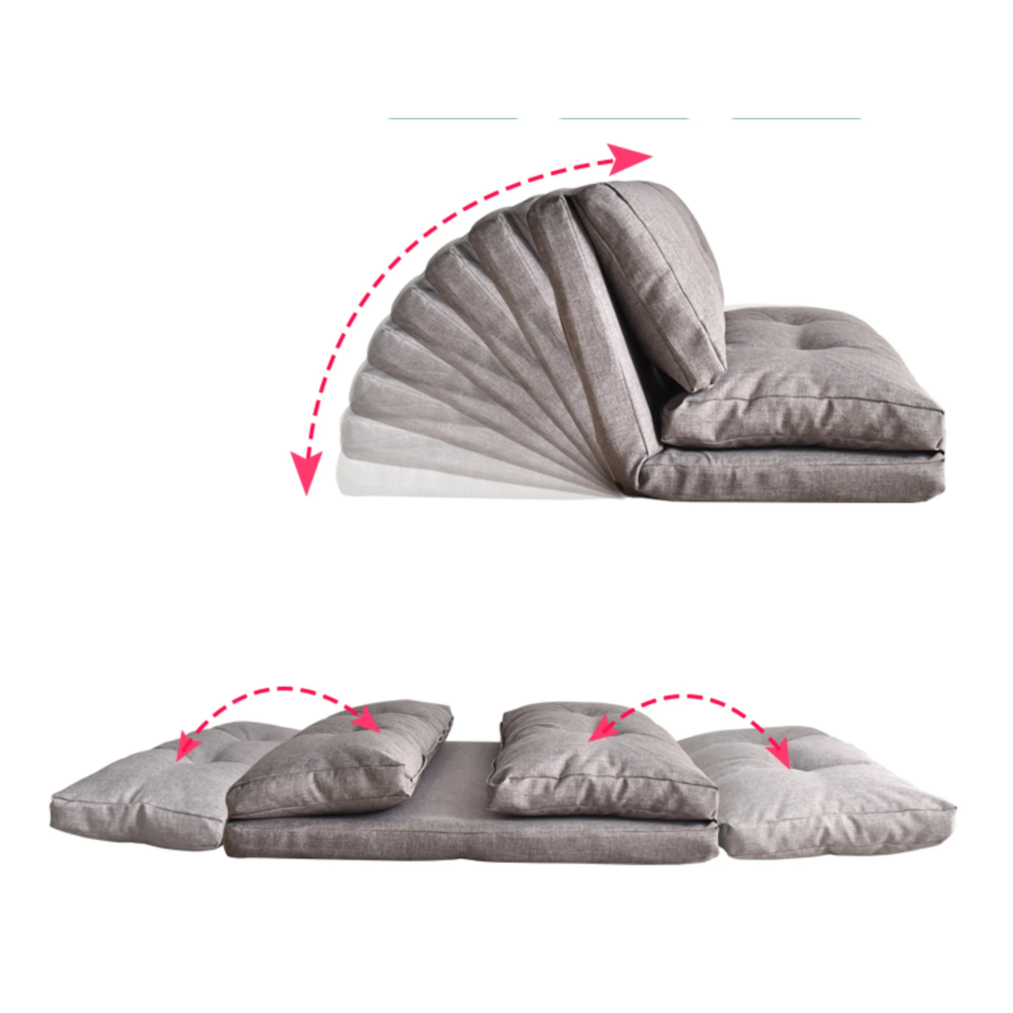 Urbana Japanese Futon Lounge 2-Seater Sofa Bed, Grey, 150cm