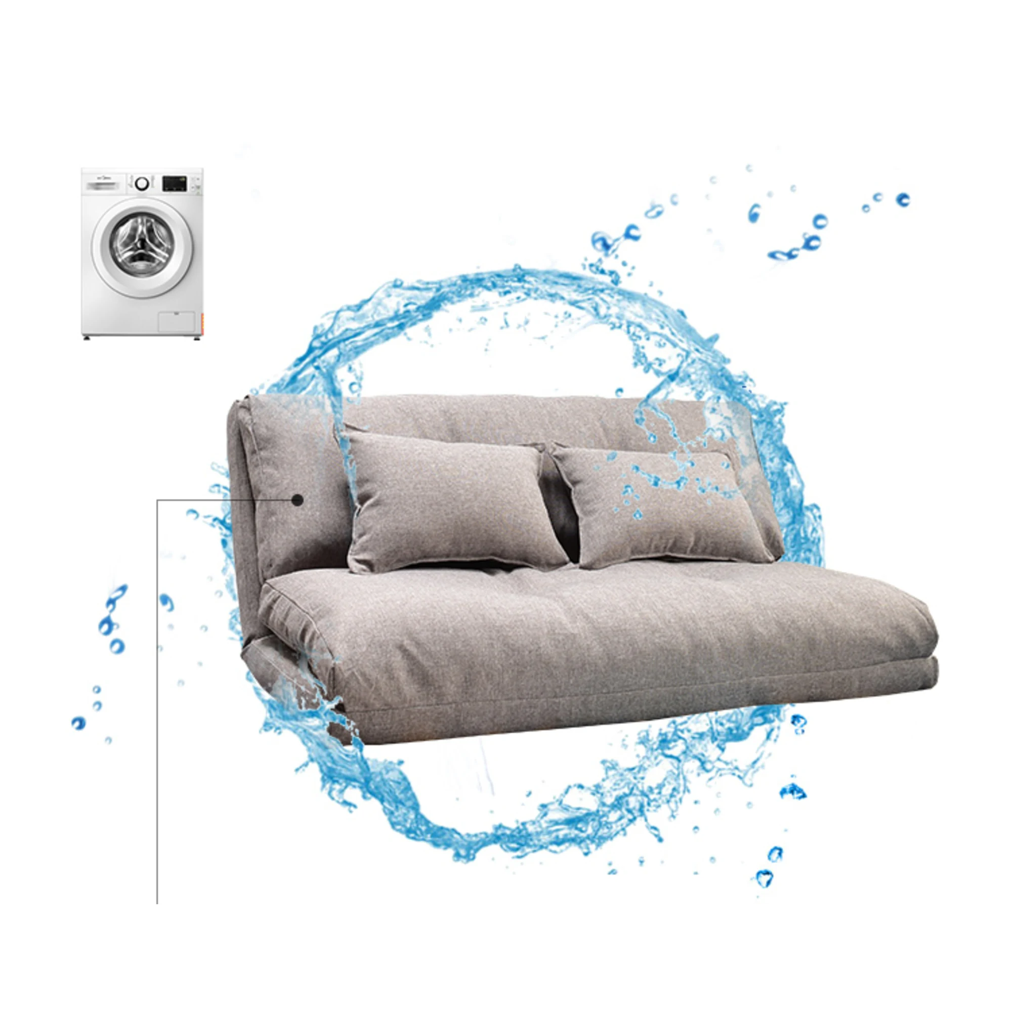 Urbana Japanese Futon Lounge 2-Seater Sofa Bed, Grey, 150cm