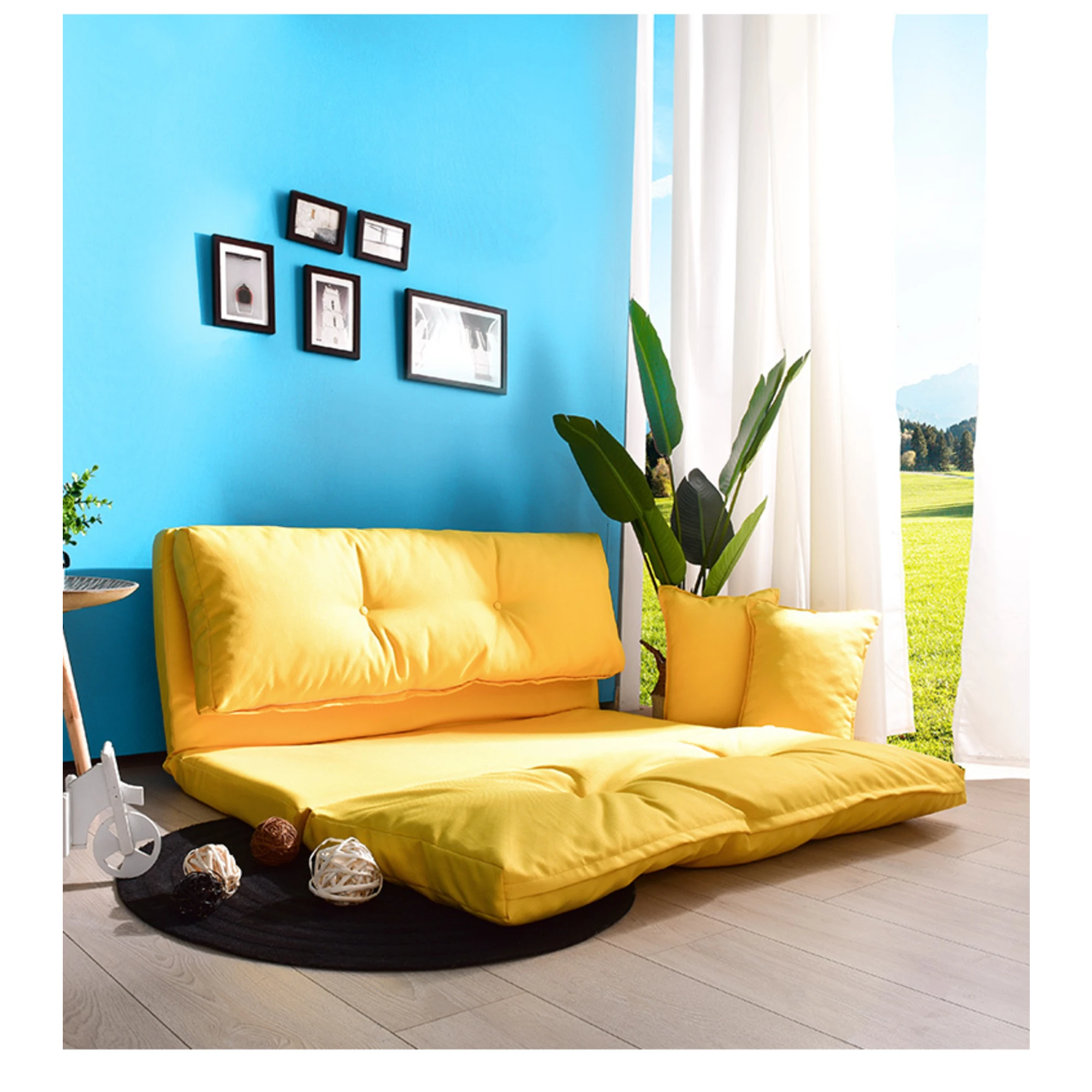 Urbana Japanese Futon Lounge 1-Seater Sofa Bed, 120cm, Yellow