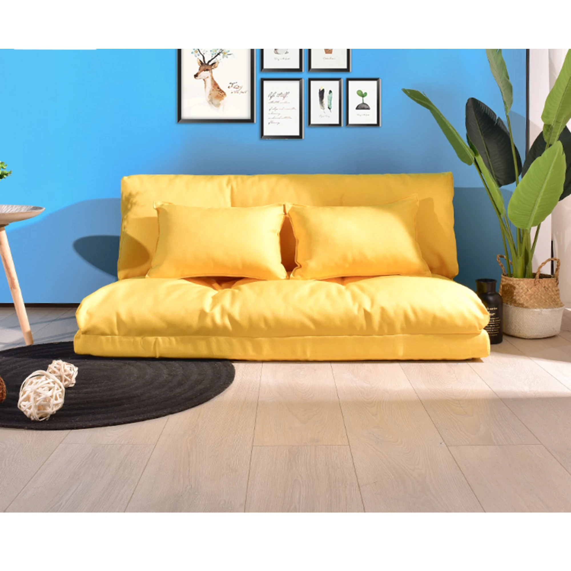 Urbana Japanese Futon Lounge 1-Seater Sofa Bed, 120cm, Yellow