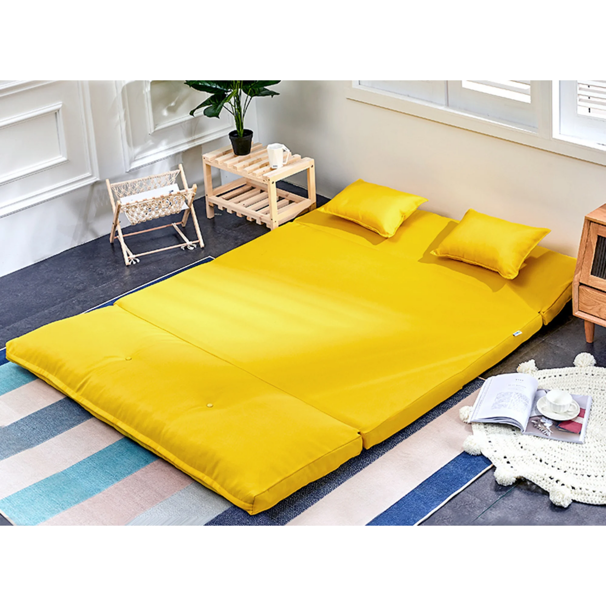 Urbana Japanese Futon Lounge 1-Seater Sofa Bed, 120cm, Yellow