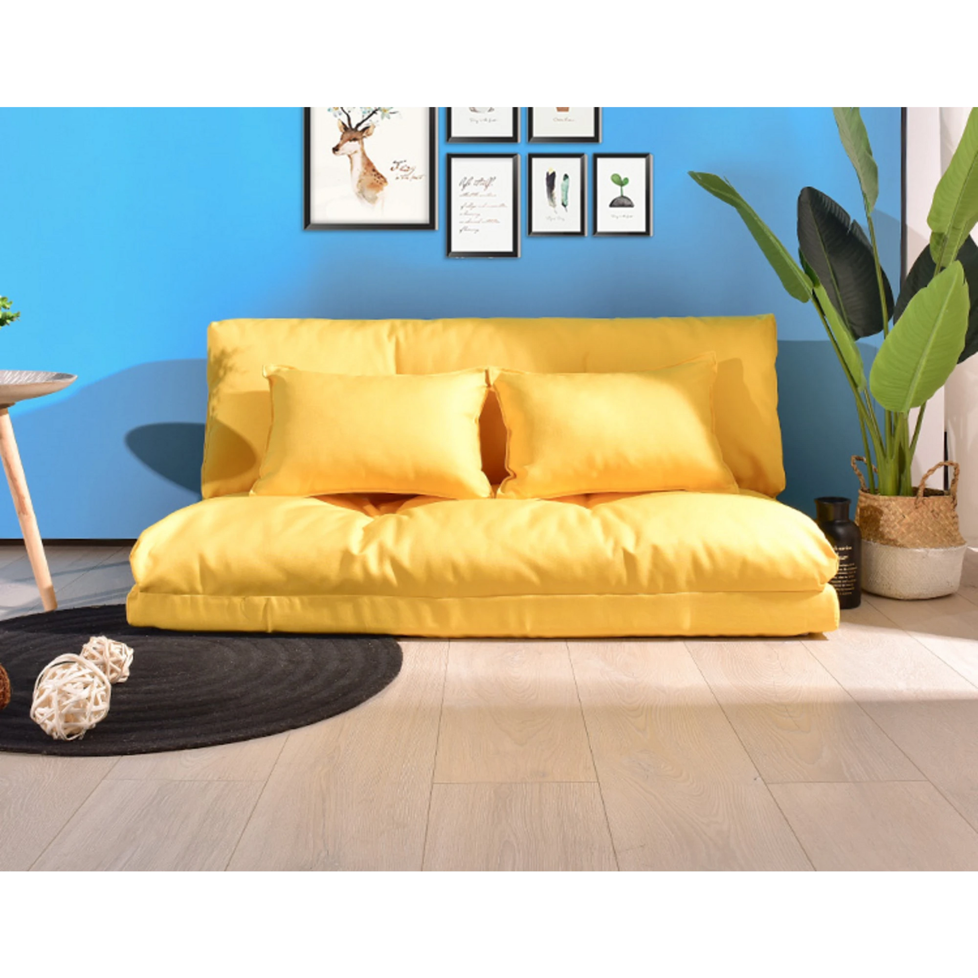 Urbana Japanese Futon Lounge 2-Seater Sofa Bed, Yellow, 150cm