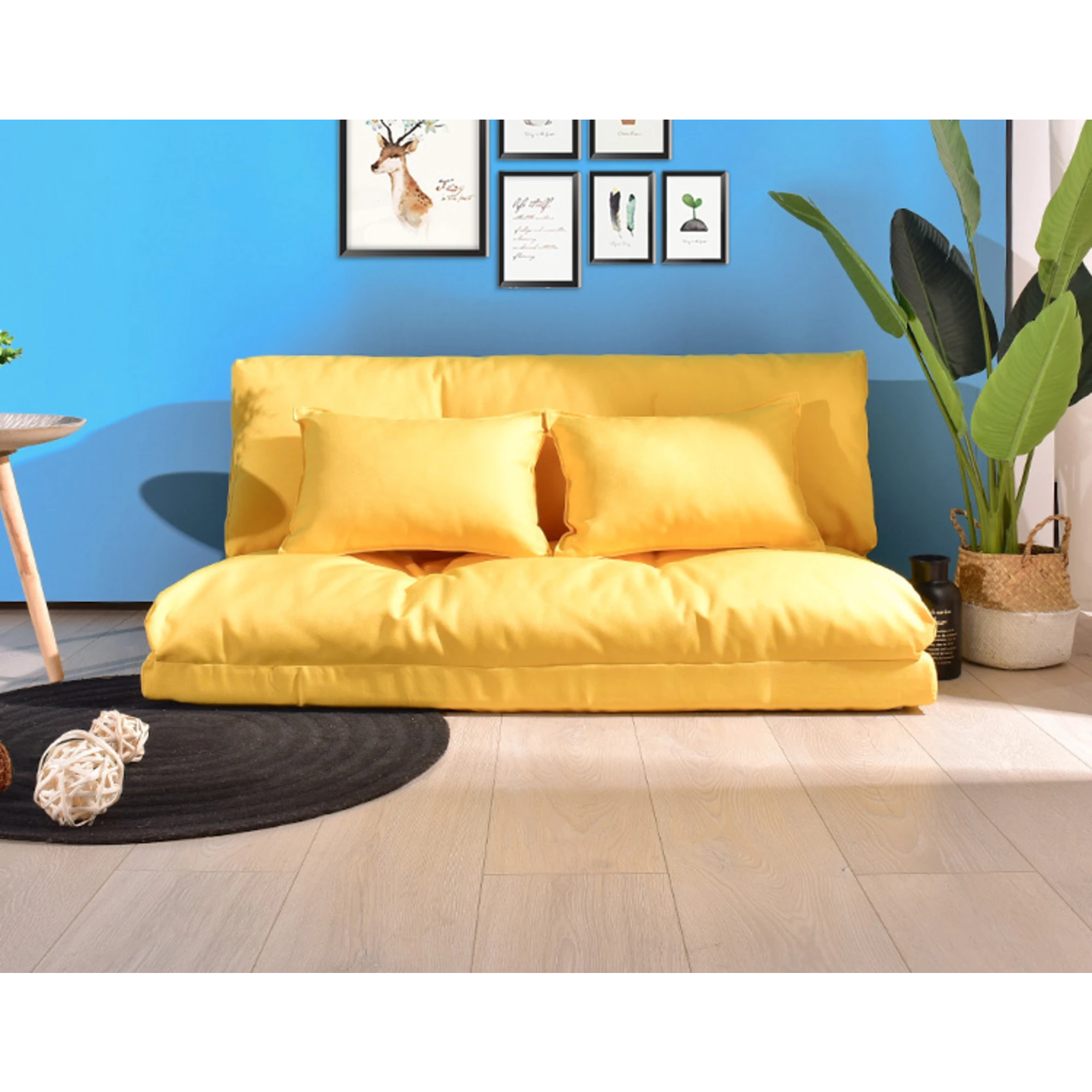 Urbana Japanese Futon Lounge 2-Seater Sofa Bed, Yellow, 150cm