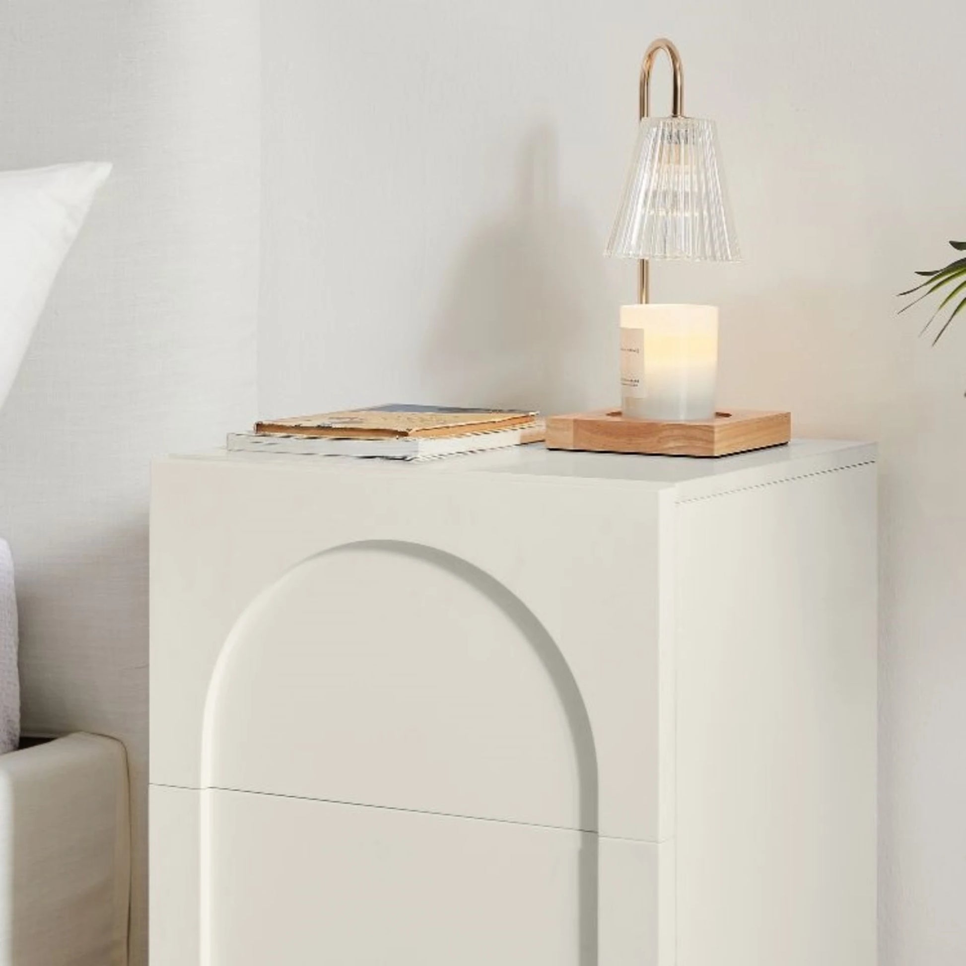 Lifely Arch Bedside Table, 40Wx45Lx60Hcm, Creamy White