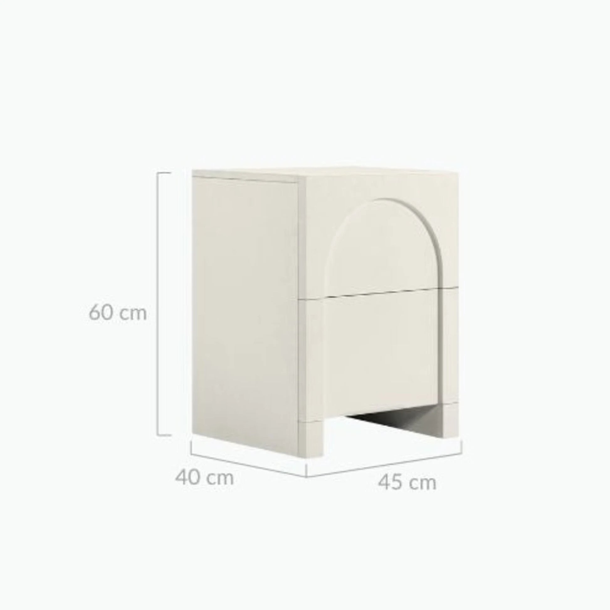 Lifely Arch Bedside Table, 40Wx45Lx60Hcm, Creamy White