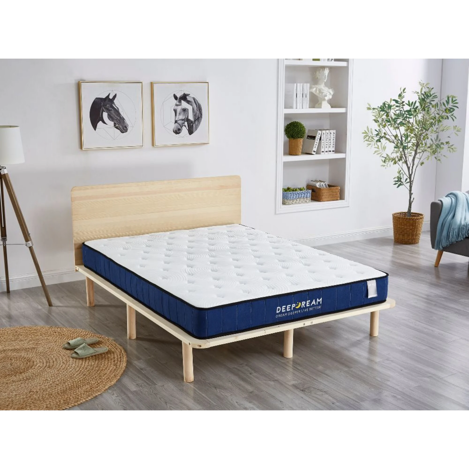 Lifely Deep Dream Basic Cool Gel Infused Memory Foam Mattress, Medium Firm, White, Blue