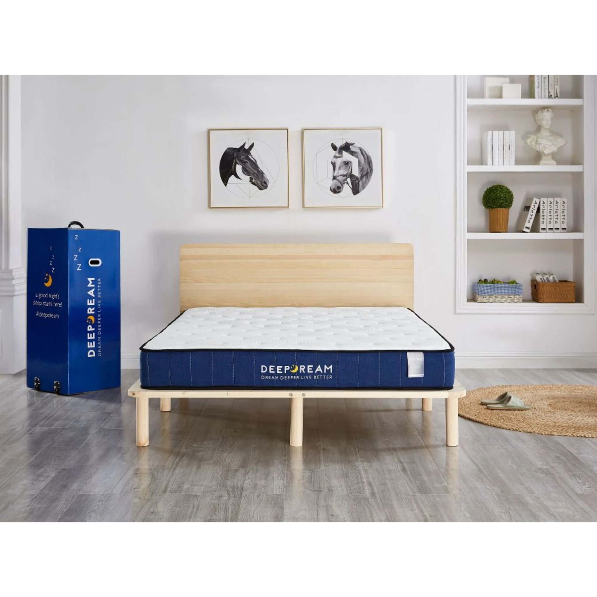 Lifely Deep Dream Basic Cool Gel Infused Memory Foam Mattress, Medium Firm, White, Blue