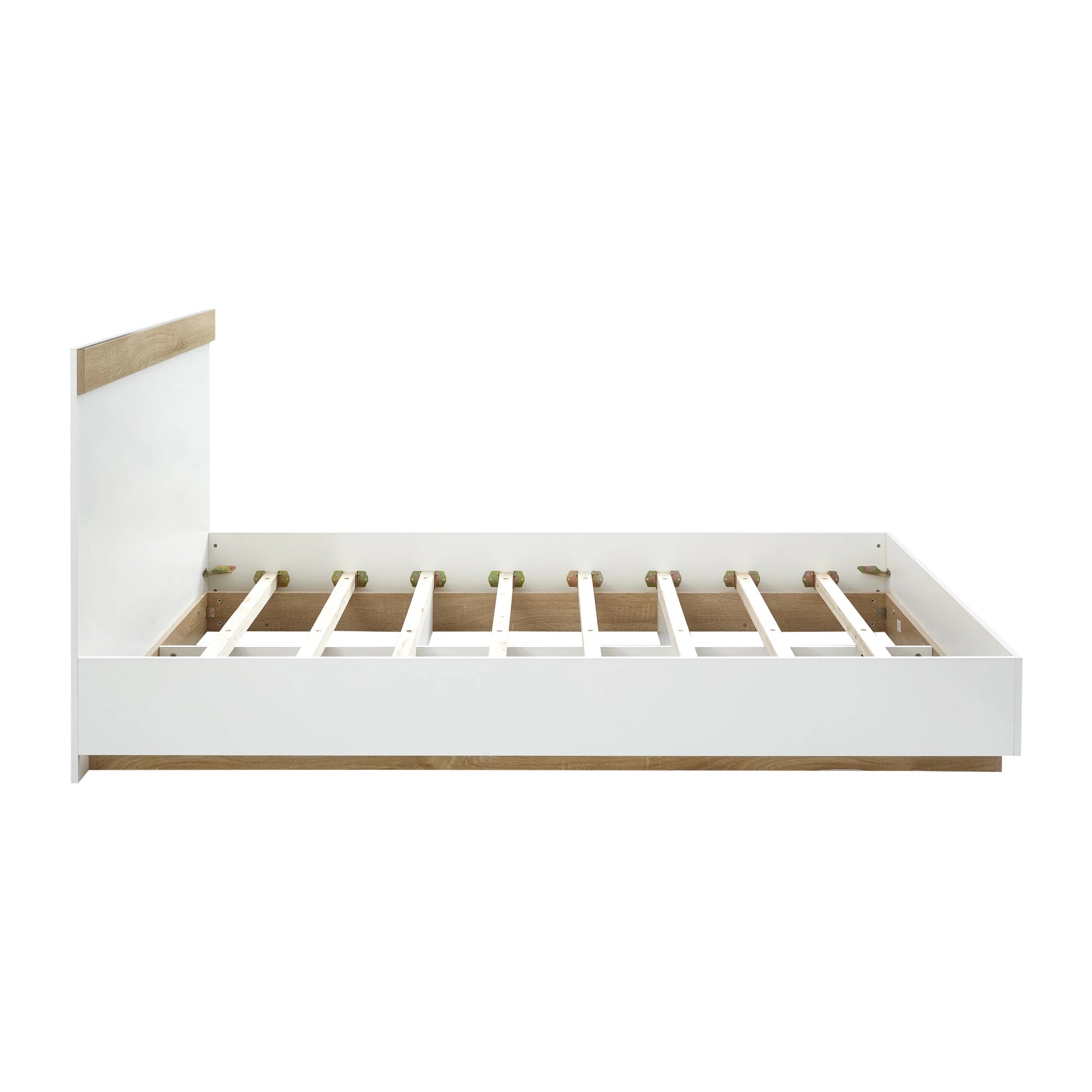 Lifely Cuppa Wooden Bed Frame, White, Natural Wood