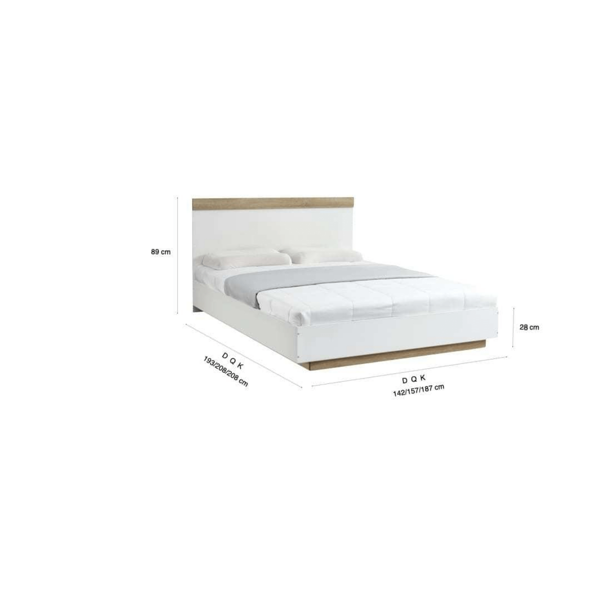 Lifely Cuppa Wooden Bed Frame, White, Natural Wood