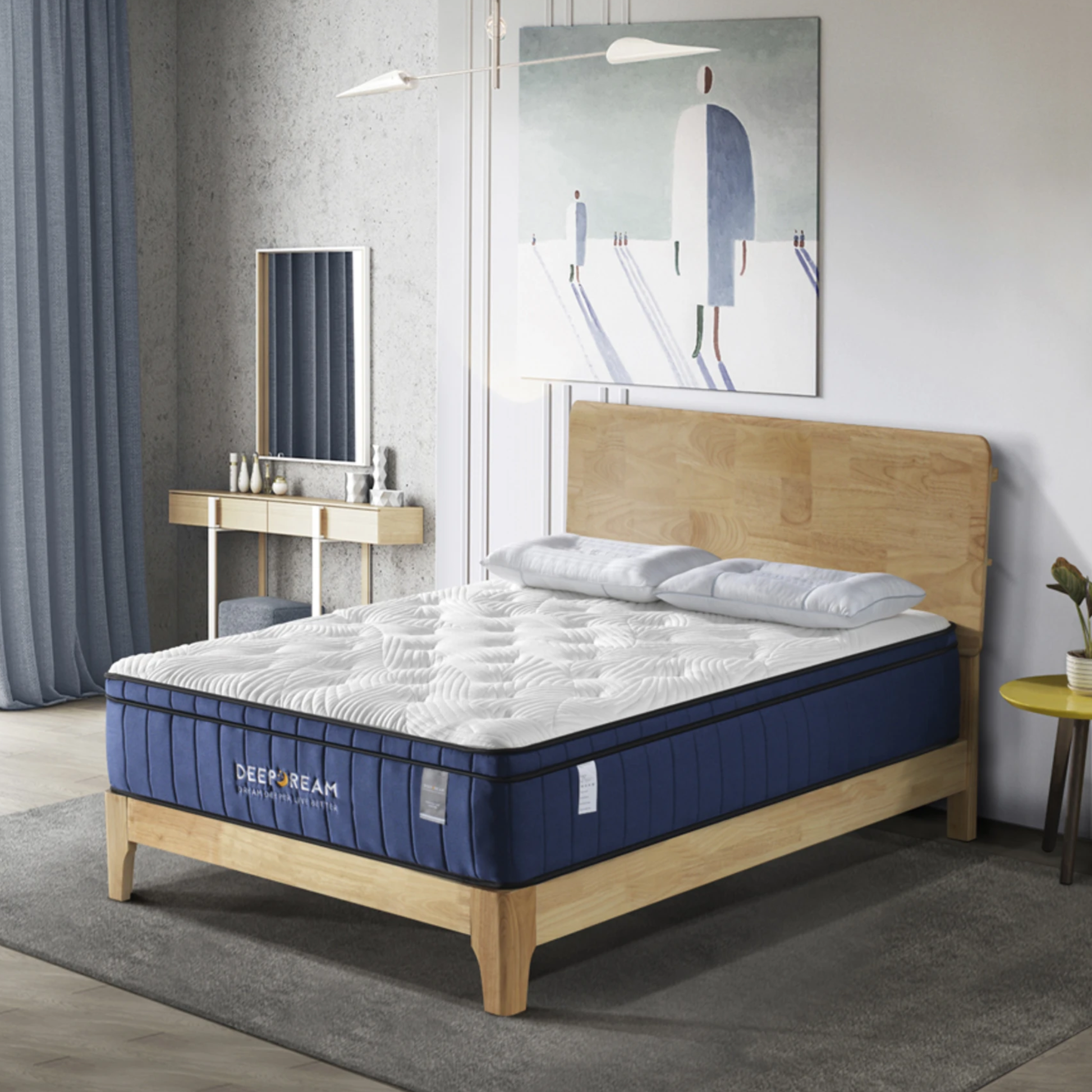 Lifely Deep Dream Premium Cool Gel Infused Memory Foam Mattress, Medium Firm, White, Blue