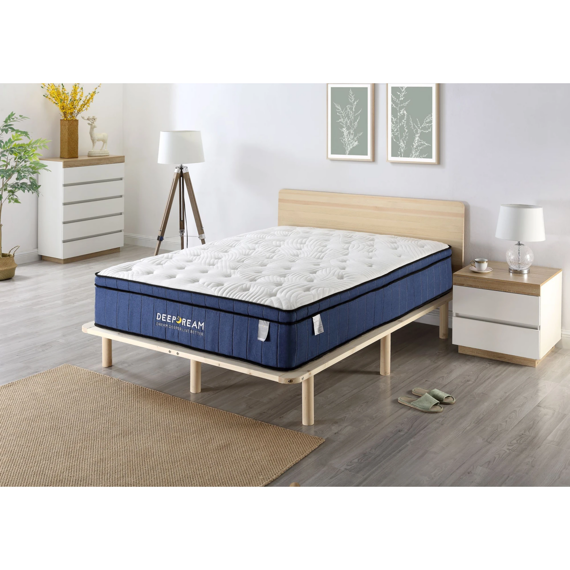 Lifely Deep Dream Premium Cool Gel Infused Memory Foam Mattress, Medium Firm, White, Blue