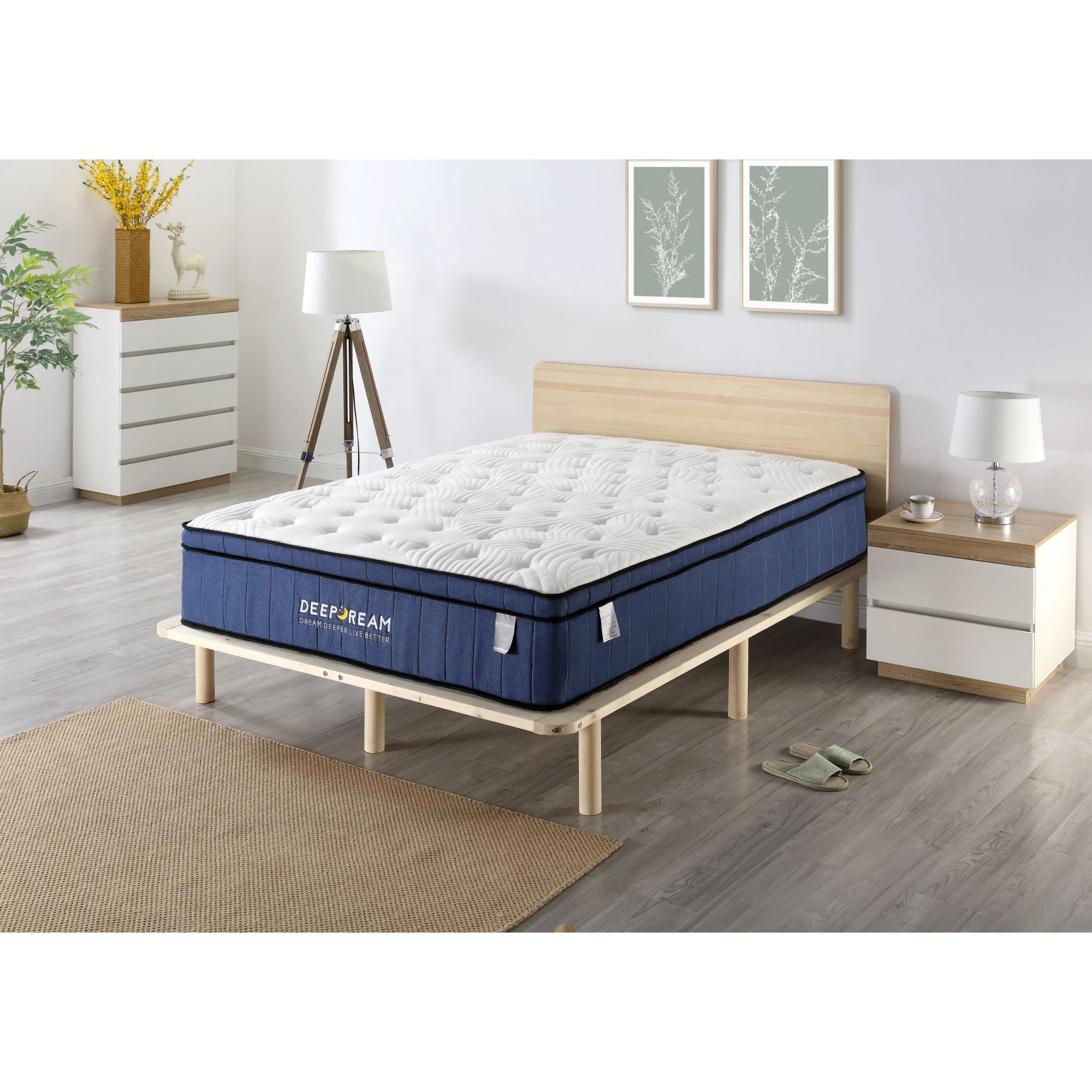Lifely Deep Dream Premium Cool Gel Infused Memory Foam Mattress, Medium Firm, White, Blue