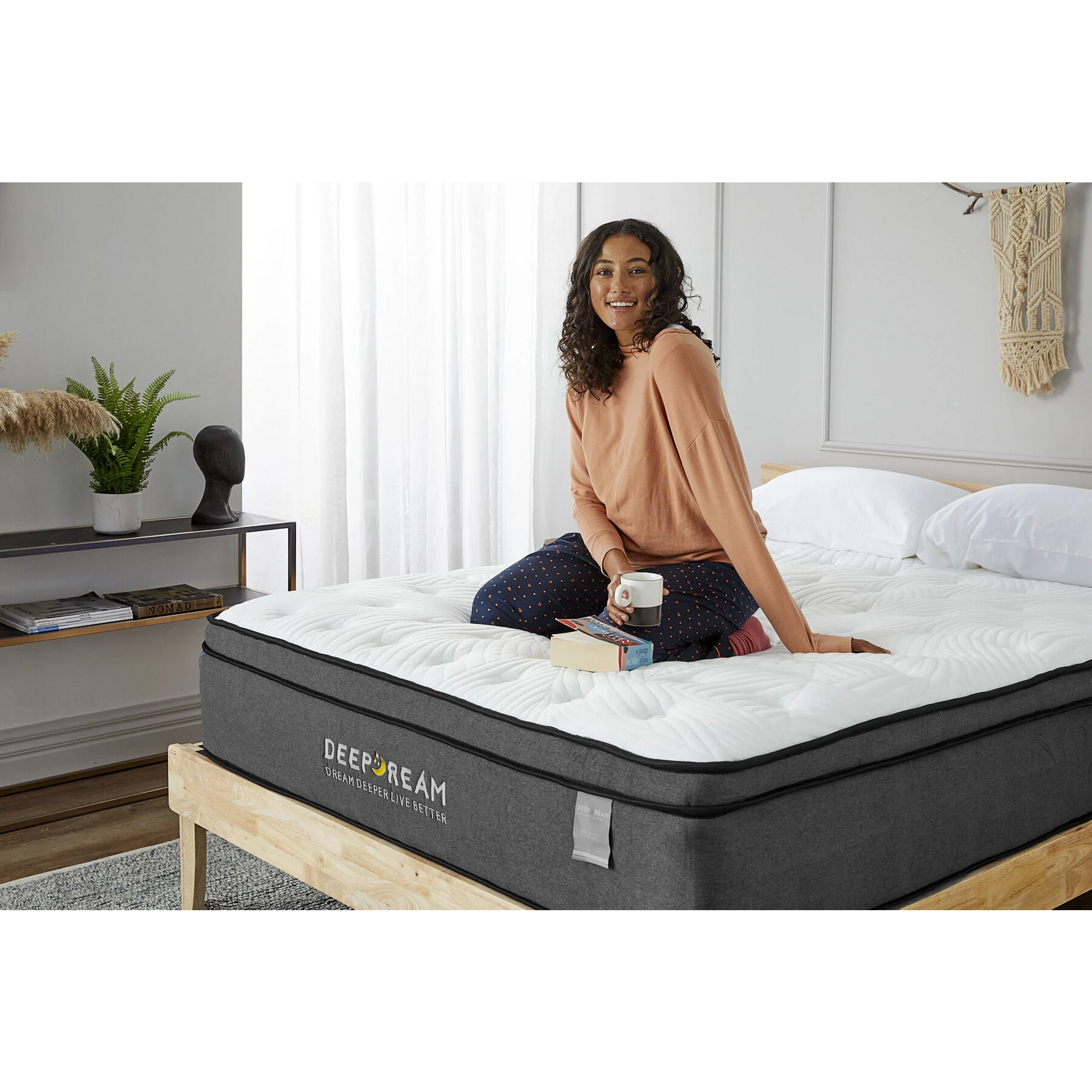 Lifely Deep Dream Essential Pocket Spring Mattress, Medium Firm, White, Grey