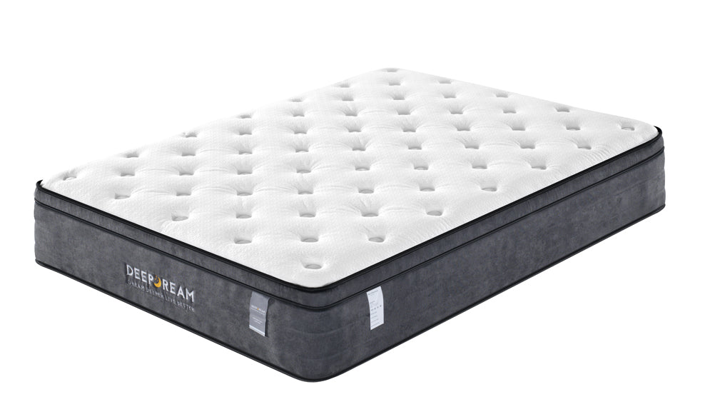 Lifely Deep Dream Essential Pocket Spring Mattress, Medium Firm, White, Grey