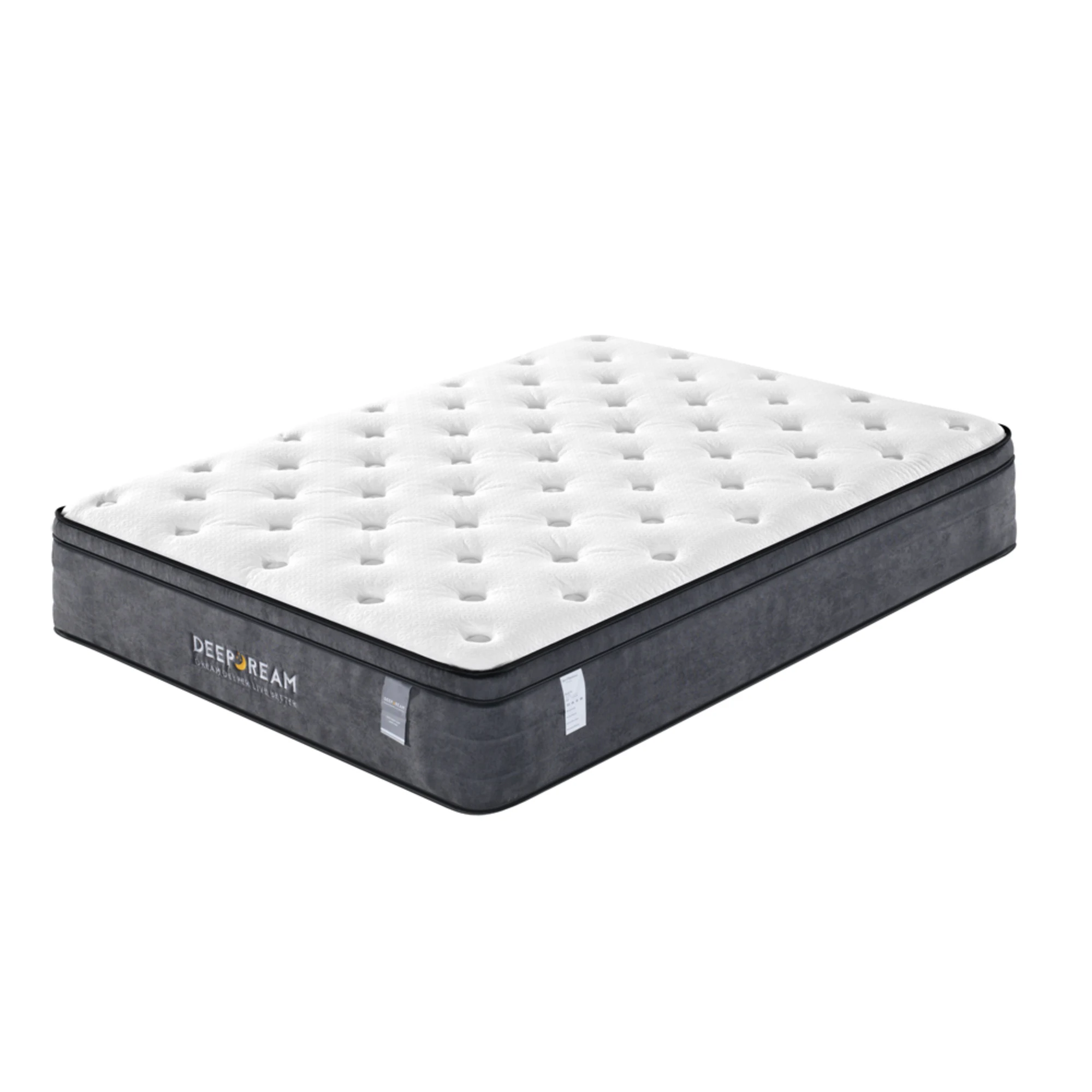 Lifely Deep Dream Essential Pocket Spring Mattress, Medium Firm, White, Grey