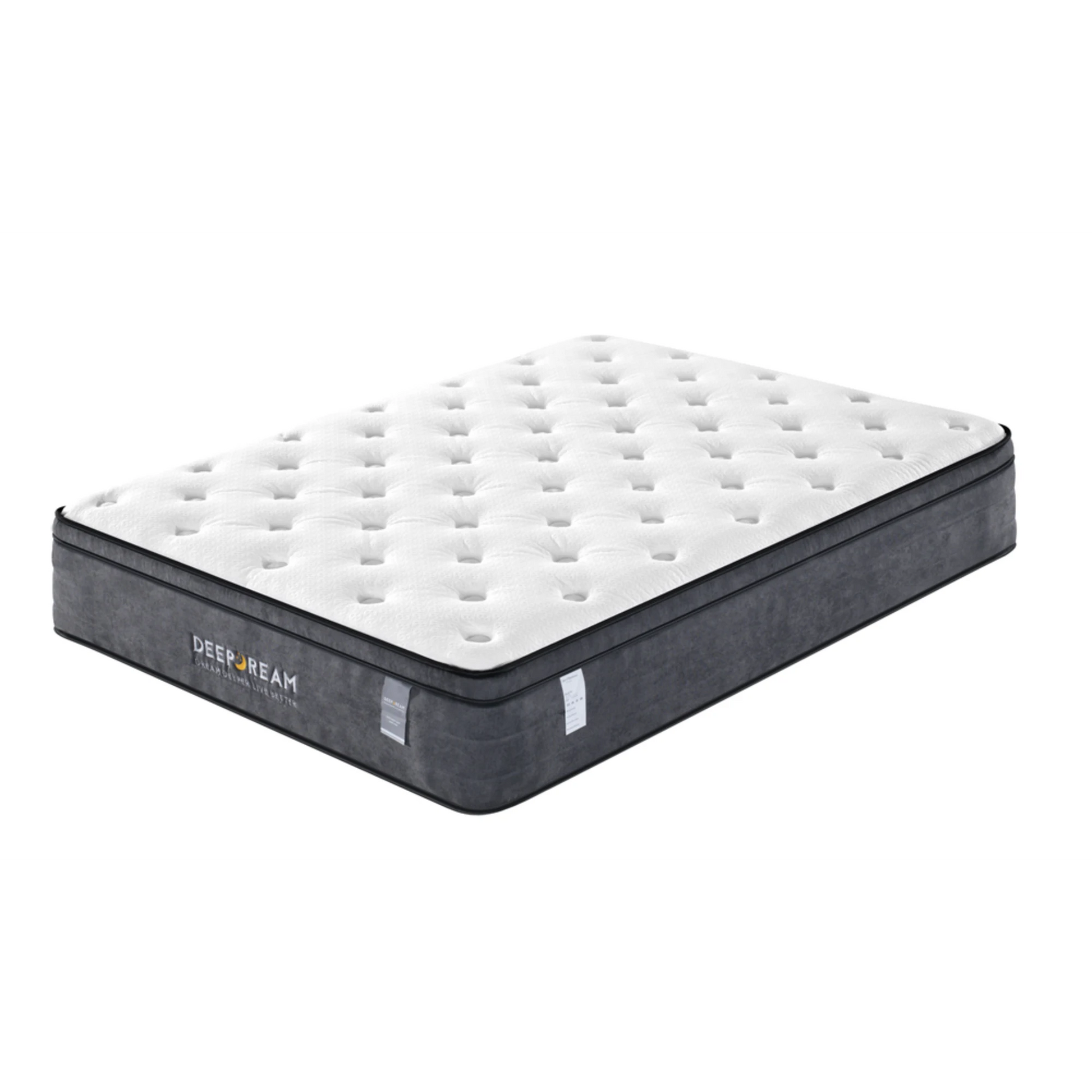 Lifely Deep Dream Essential Pocket Spring Mattress, Medium Firm, White, Grey