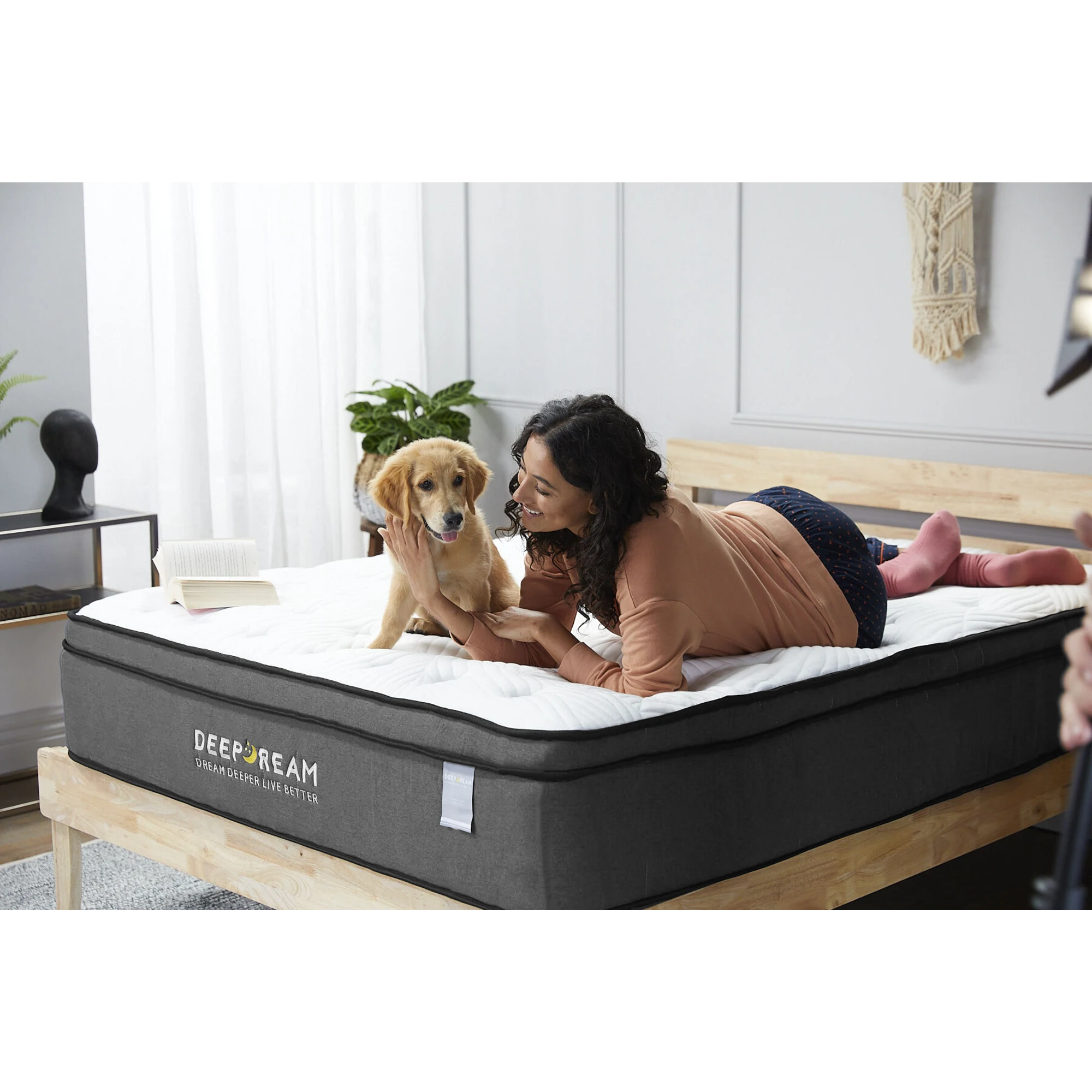 Lifely Deep Dream Essential Pocket Spring Mattress, Medium Firm, White, Grey