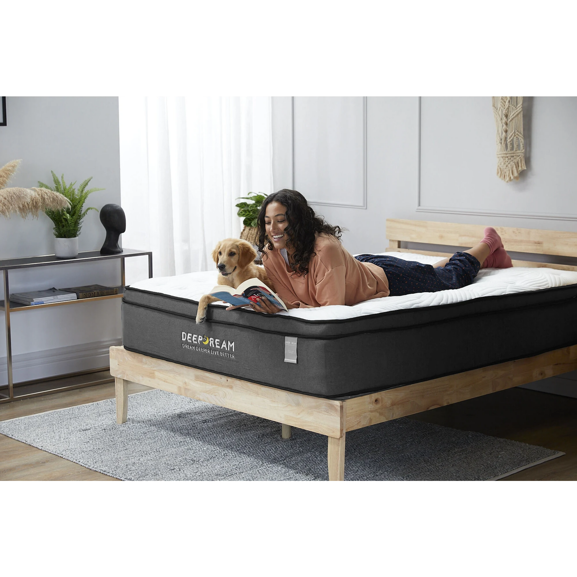 Lifely Deep Dream Essential Pocket Spring Mattress, Medium Firm, White, Grey