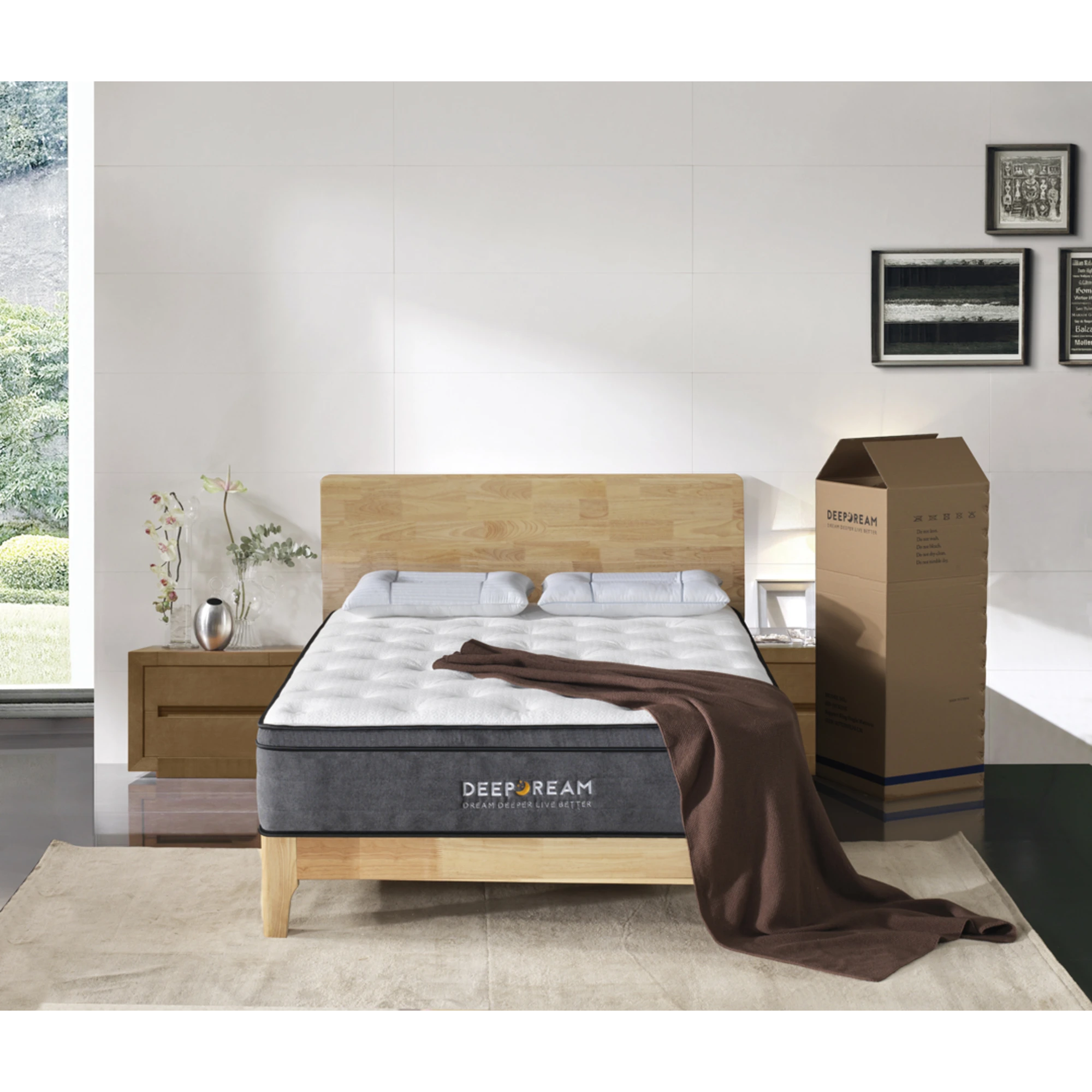 Lifely Deep Dream Essential Pocket Spring Mattress, Medium Firm, White, Grey