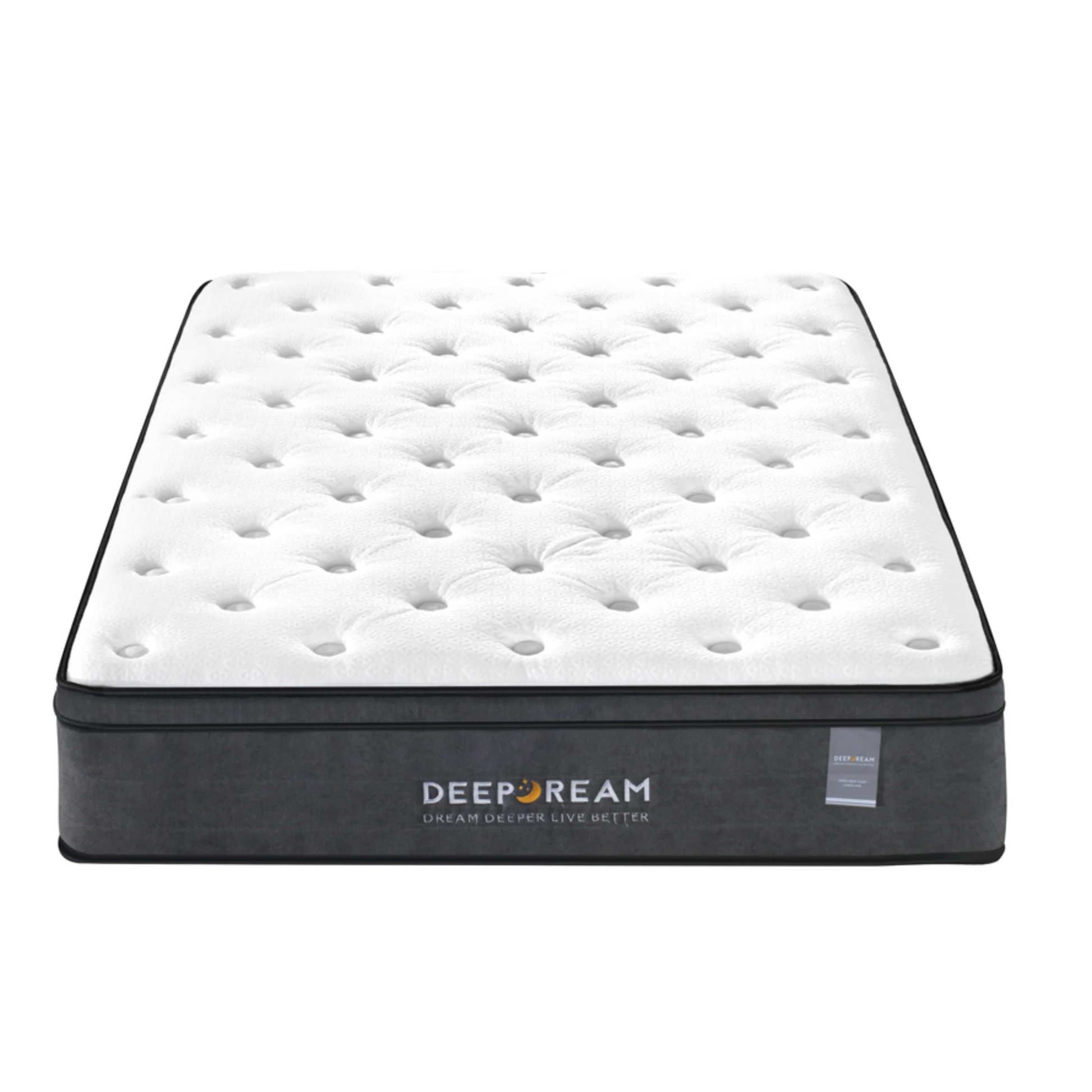 Lifely Deep Dream Essential Pocket Spring Mattress, Medium Firm, White, Grey