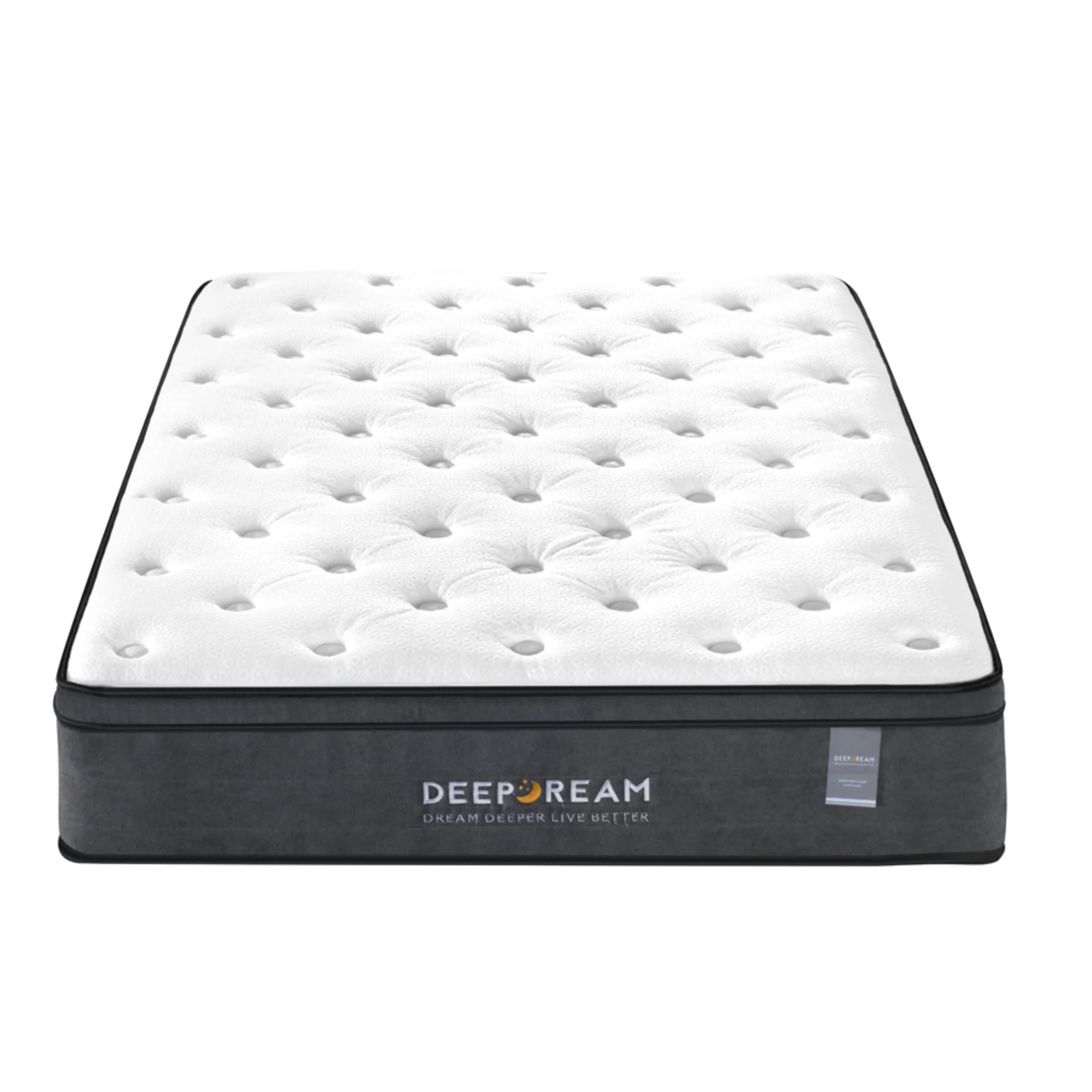 Lifely Deep Dream Essential Pocket Spring Mattress, Medium Firm, White, Grey