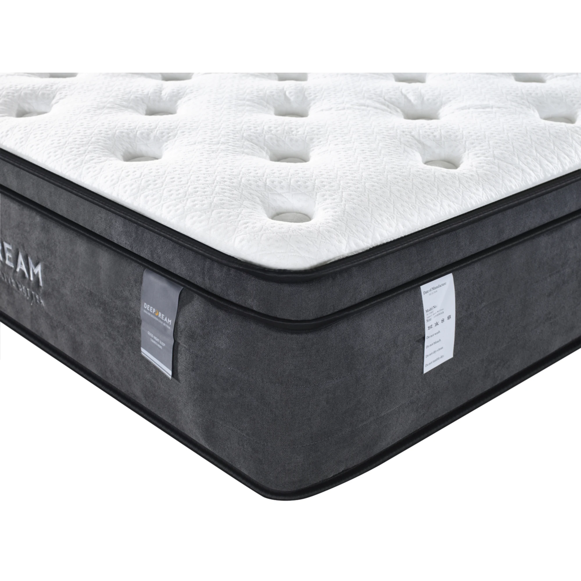 Lifely Deep Dream Essential Pocket Spring Mattress, Medium Firm, White, Grey
