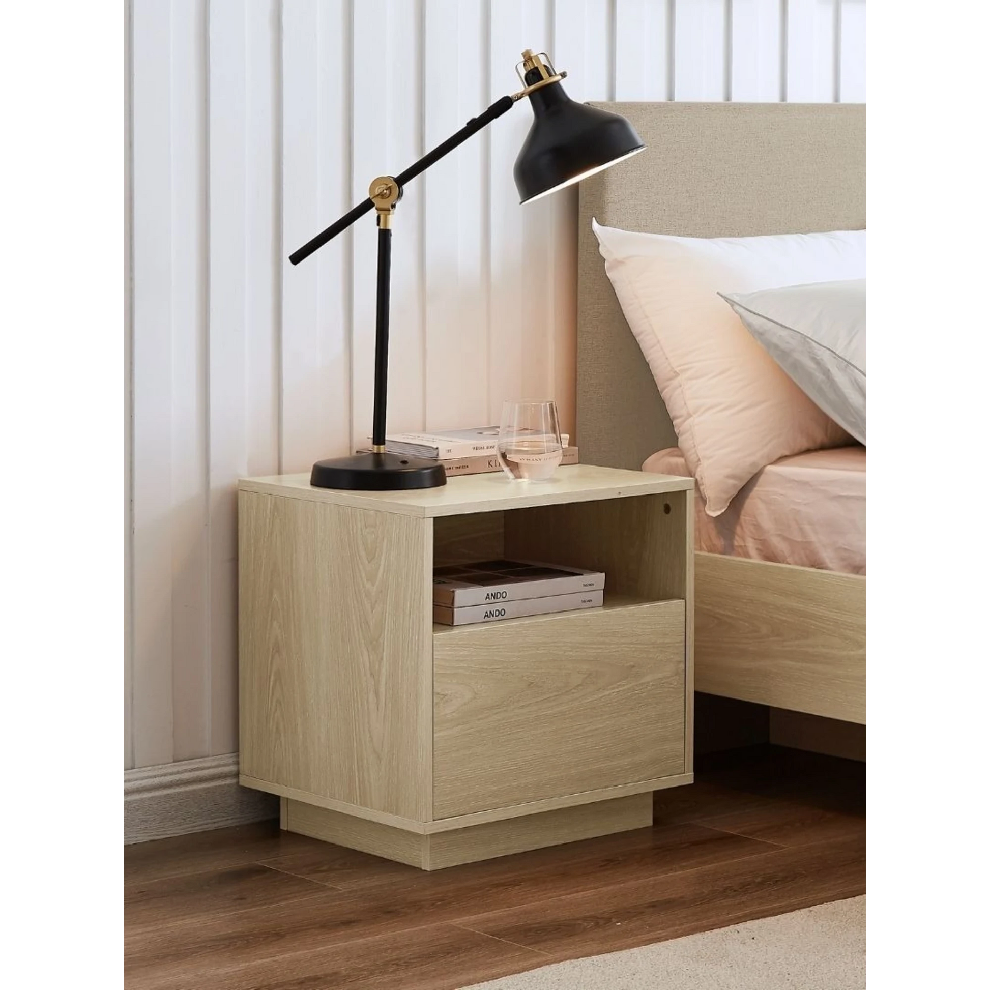 Lifely Nook Bedside Table, Natural Wood