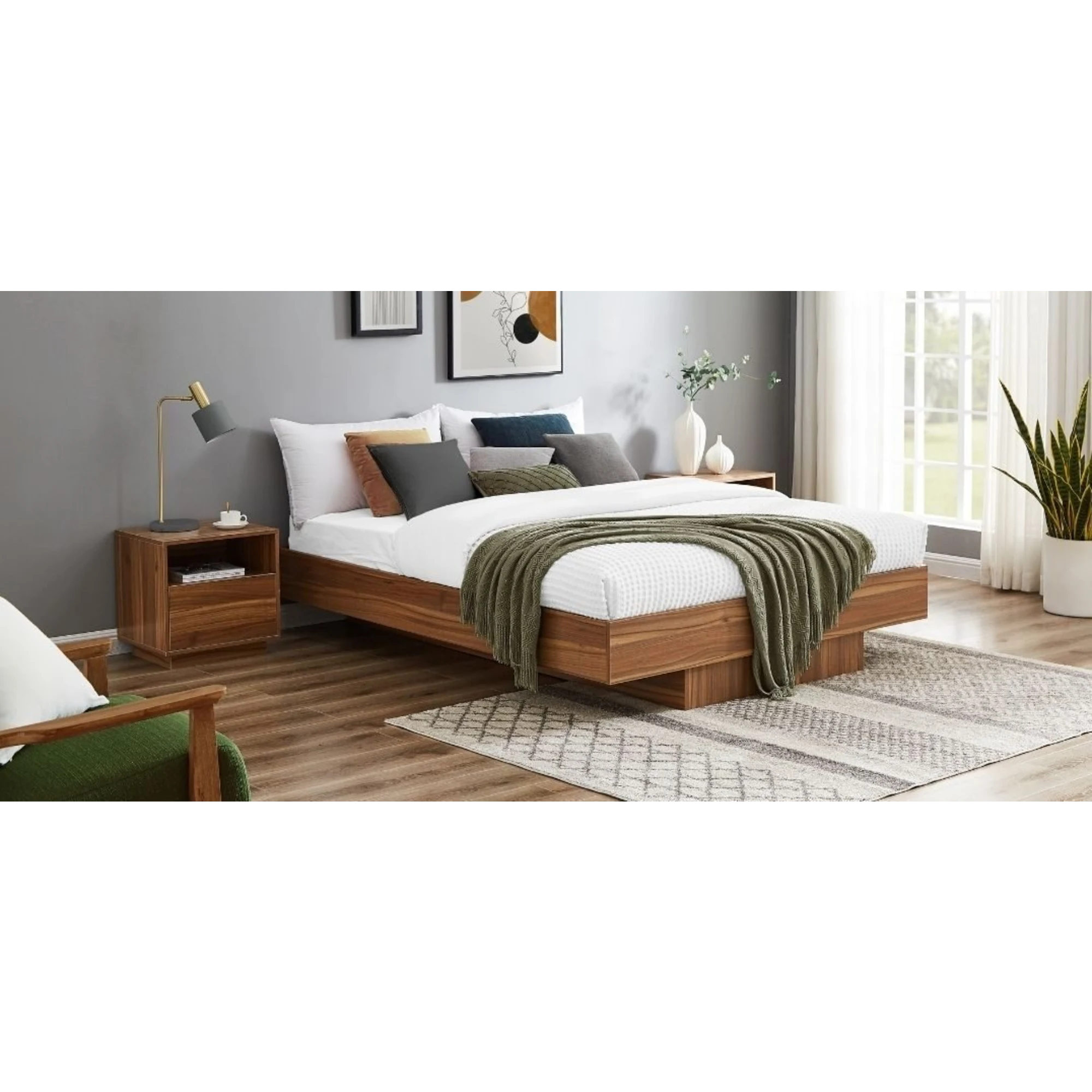 Lifely Nook Bedside Table, Dark Wood