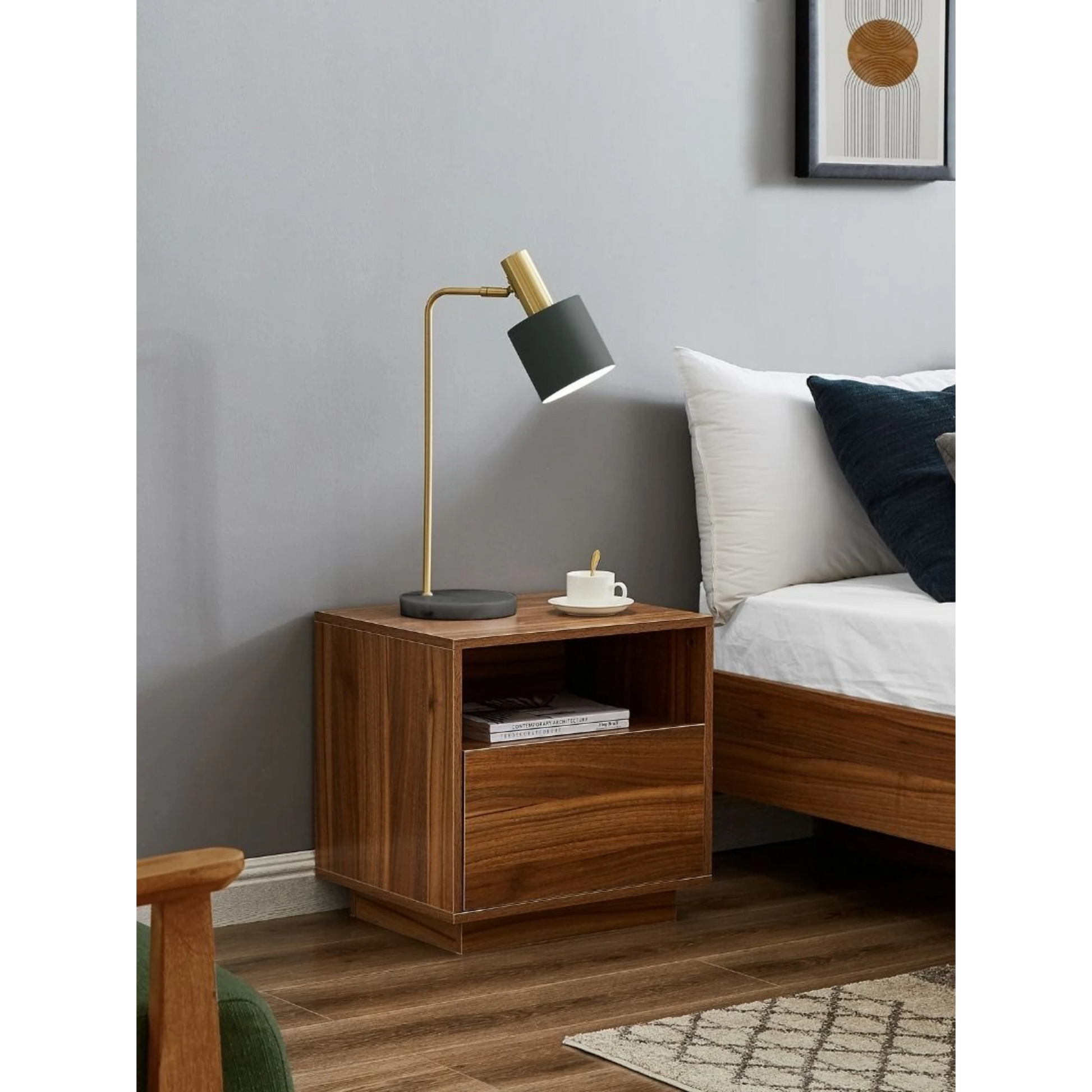 Lifely Nook Bedside Table, Dark Wood