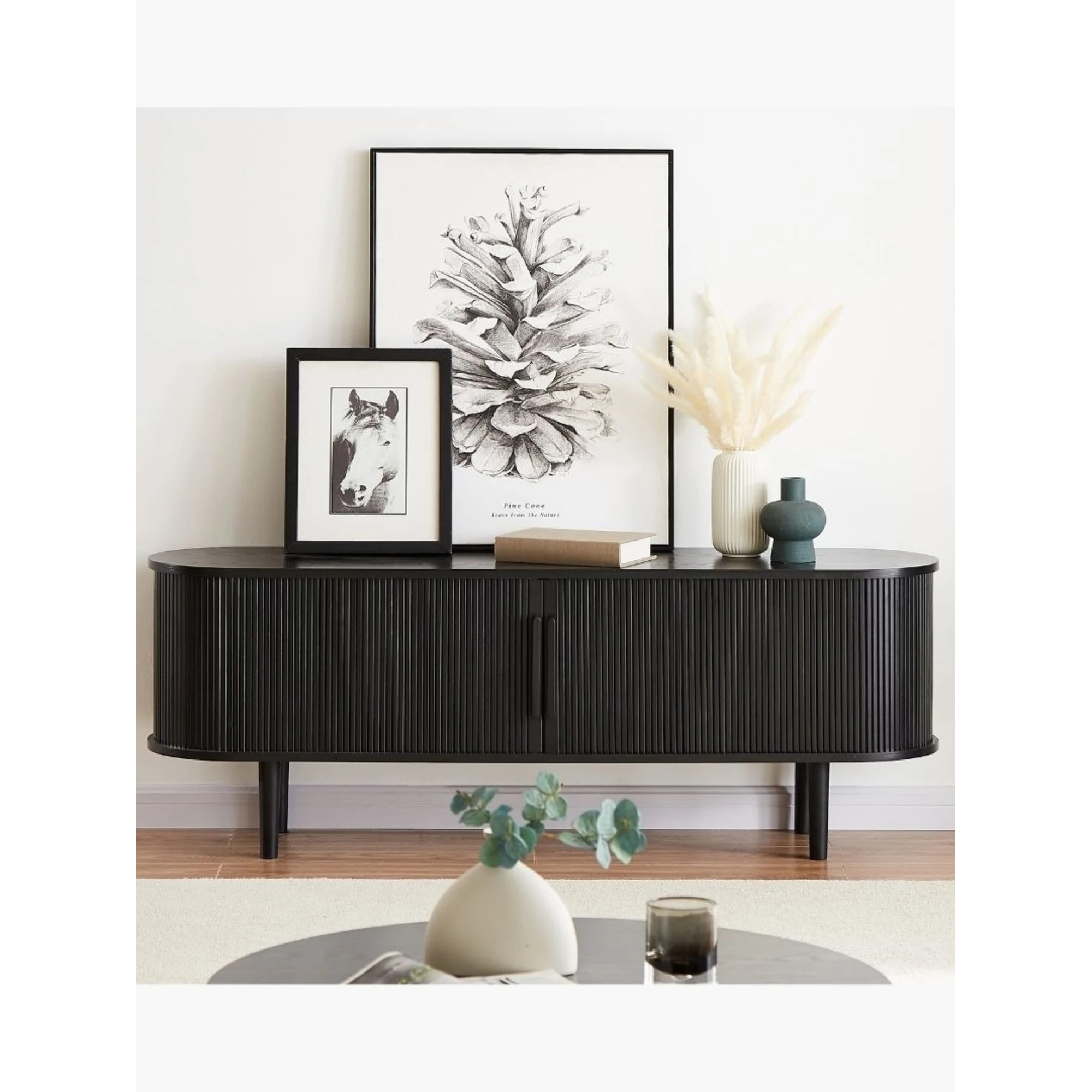 Lifely Tate Entertainment Unit, Black, 160cm