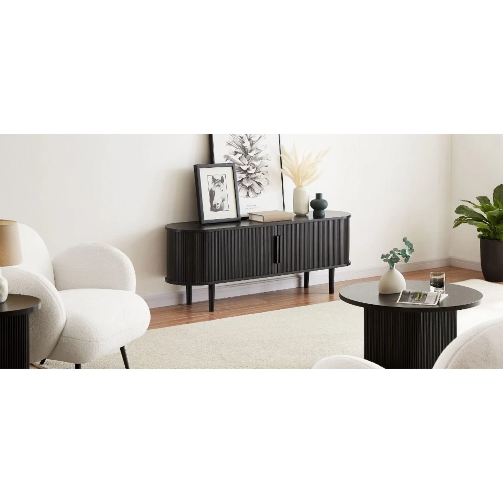Lifely Tate Entertainment Unit, Black, 160cm