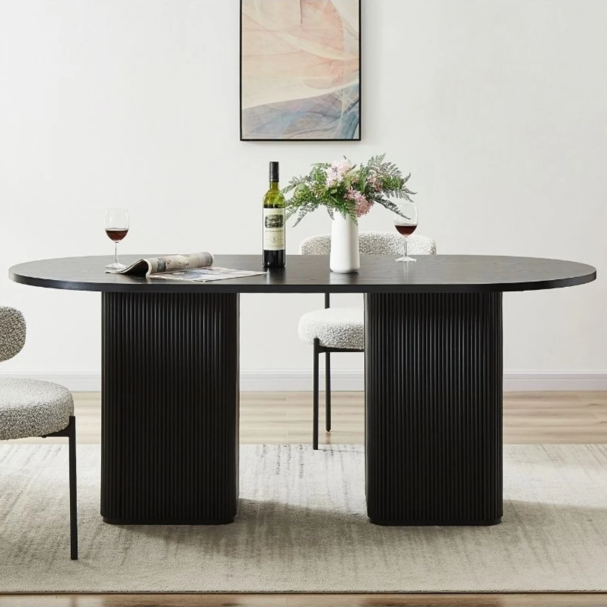 Lifely Tate Ripple Oval Dining Table, Black