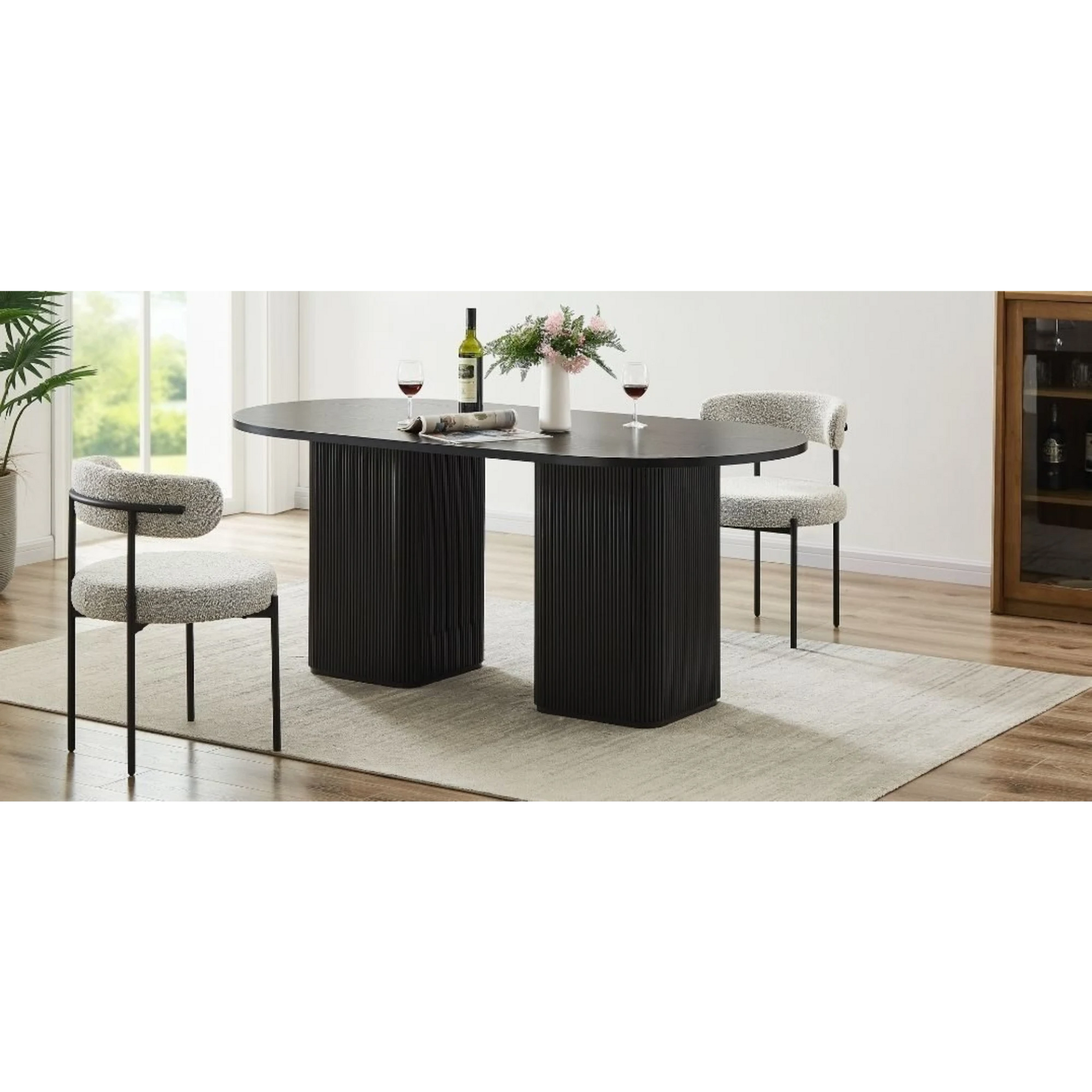 Lifely Tate Ripple Oval Dining Table, Black