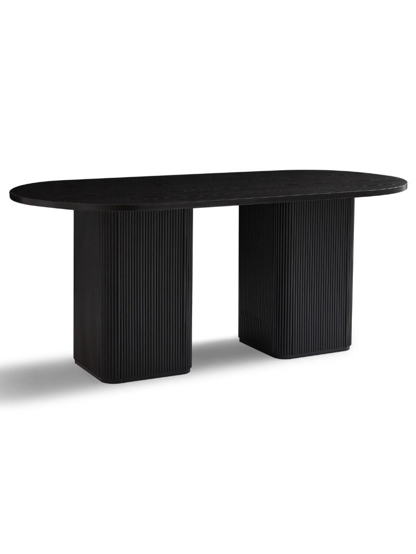 Lifely Tate Ripple Oval Dining Table, Black